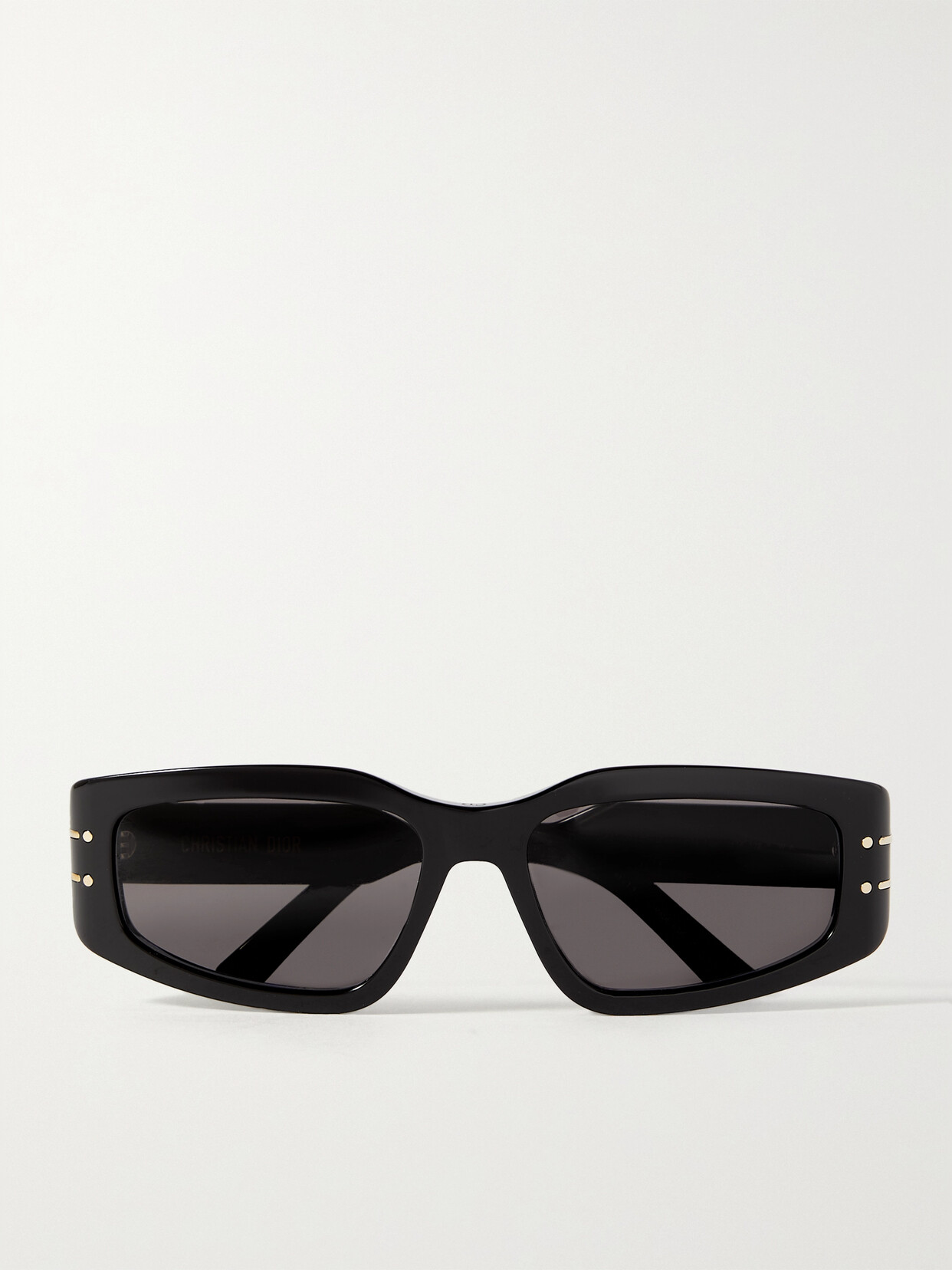 Dior Signature S9u Rectangular-frame Acetate And Gold-tone Sunglasses In Black