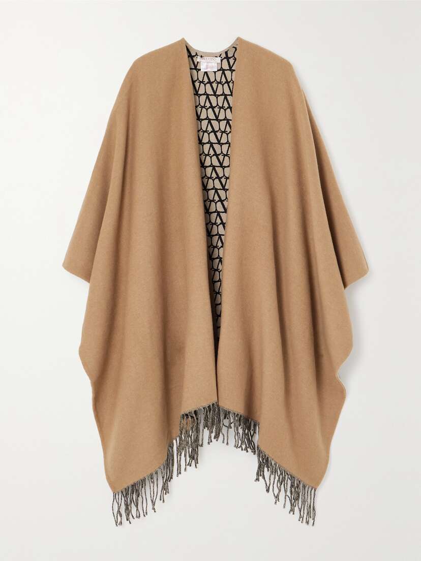 Valentino Garavani Fringed Wool, Silk And Cashmere-blend Poncho
