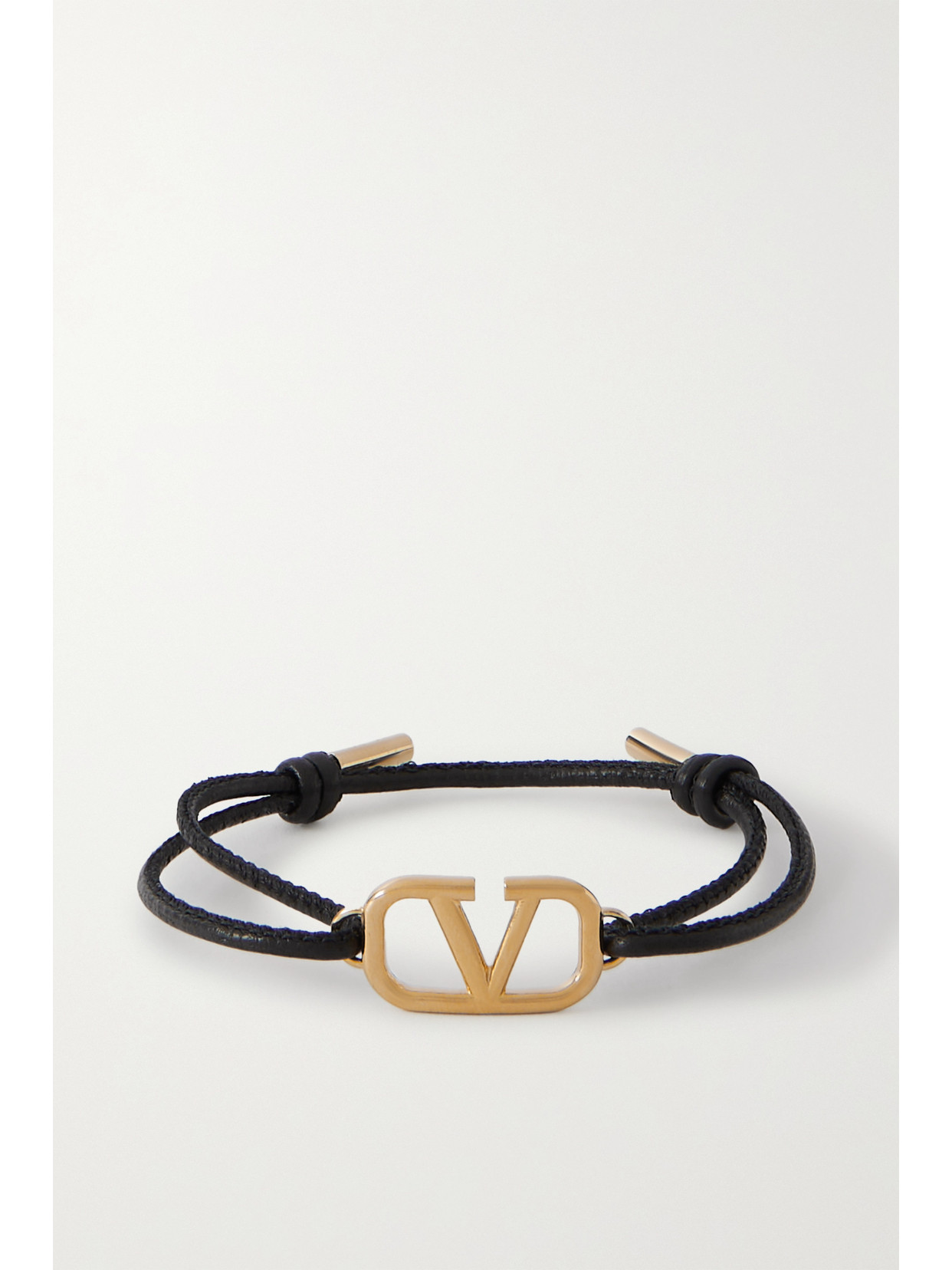 Valentino Garavani - Vlogo Gold-tone And Leather Bracelet - Black