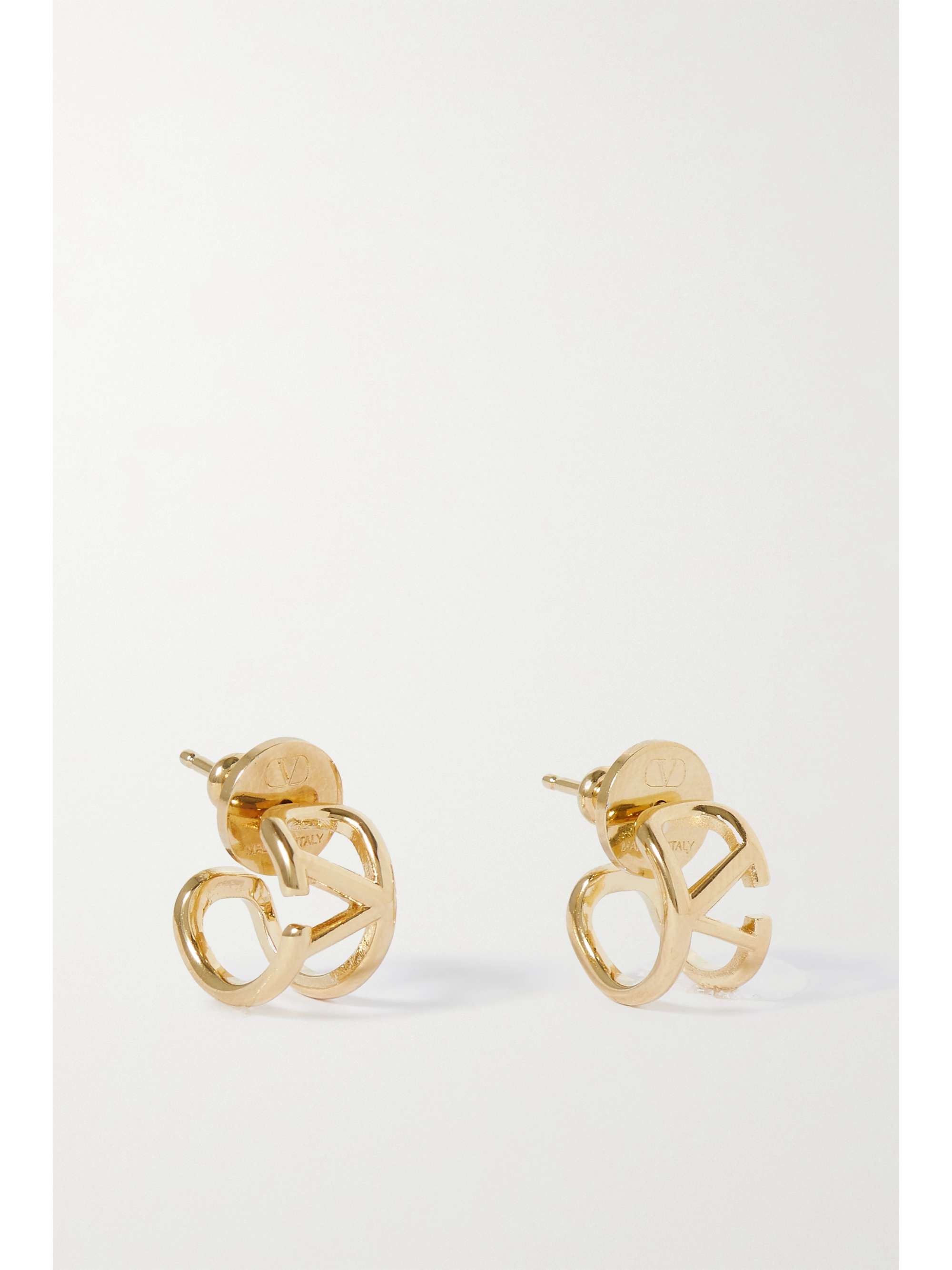 V Logo Stud Earrings in Gold - Valentino