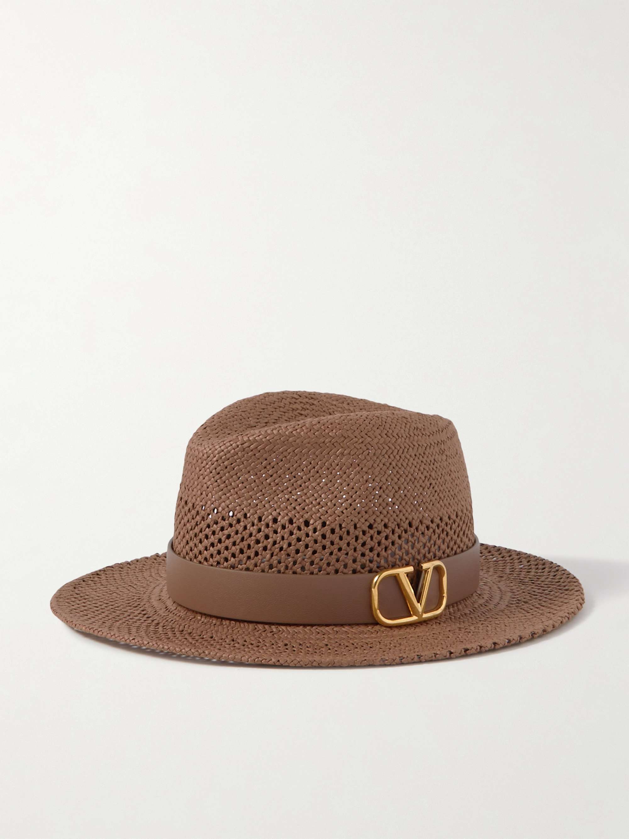 V Logo Leather Trimmed Belt in Brown - Valentino Garavani