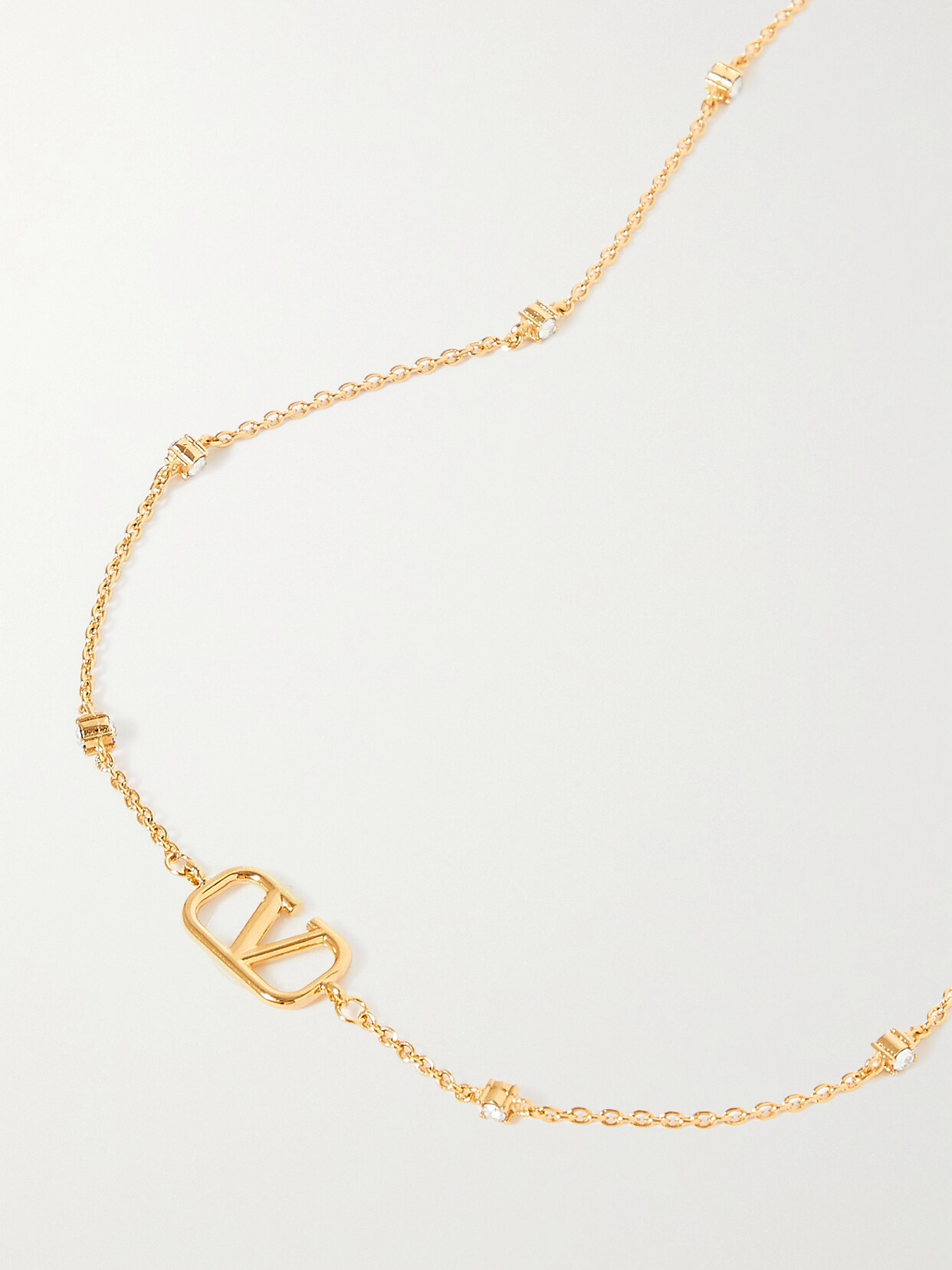 Valentino Garavani Vlogo Gold-tone Crystal Necklace