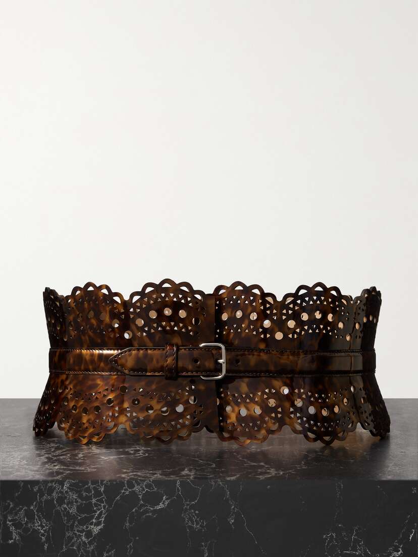 Alaïa Laser-cut Tortoiseshell Leather Waist Belt