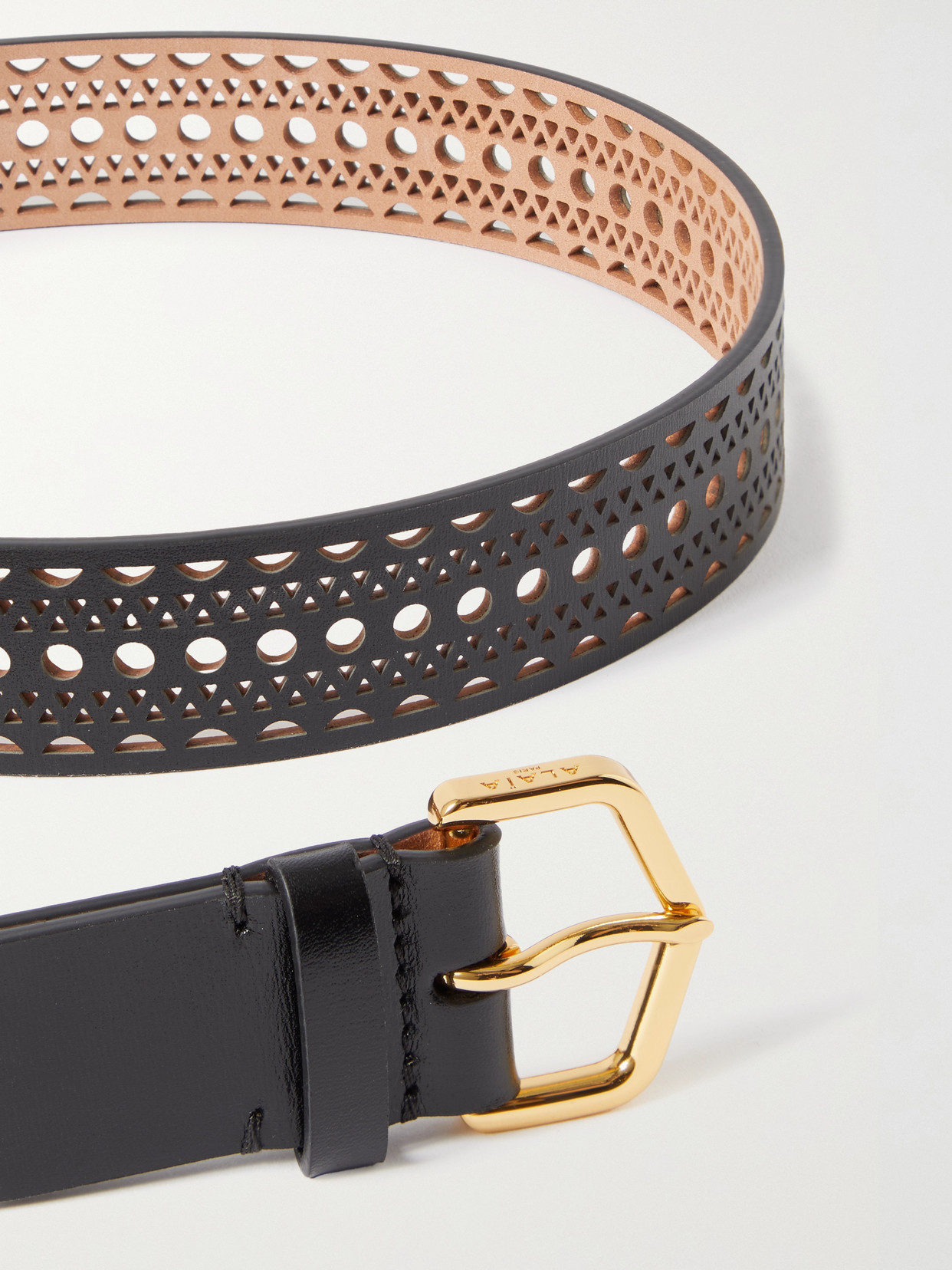 Alaïa Laser-cut Leather Waist Belt In Black