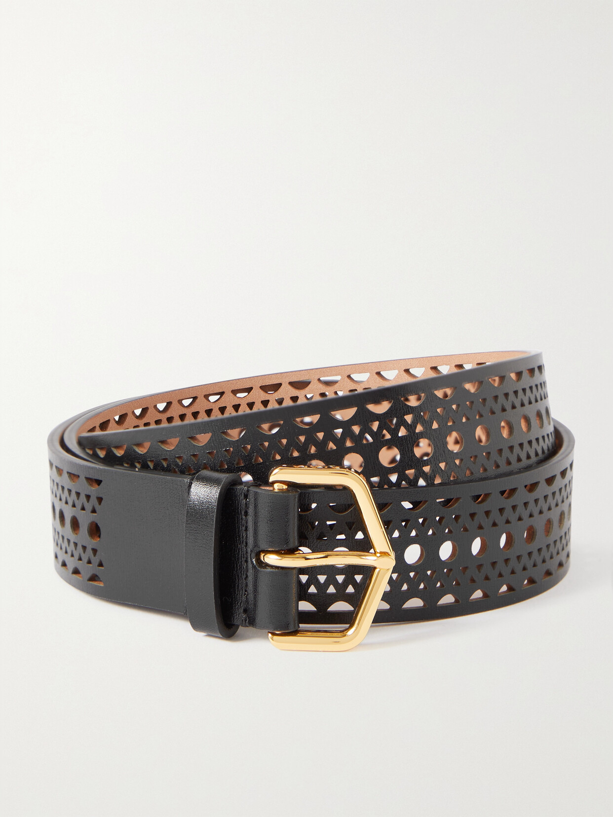 Alaïa Laser-cut Leather Waist Belt In Black