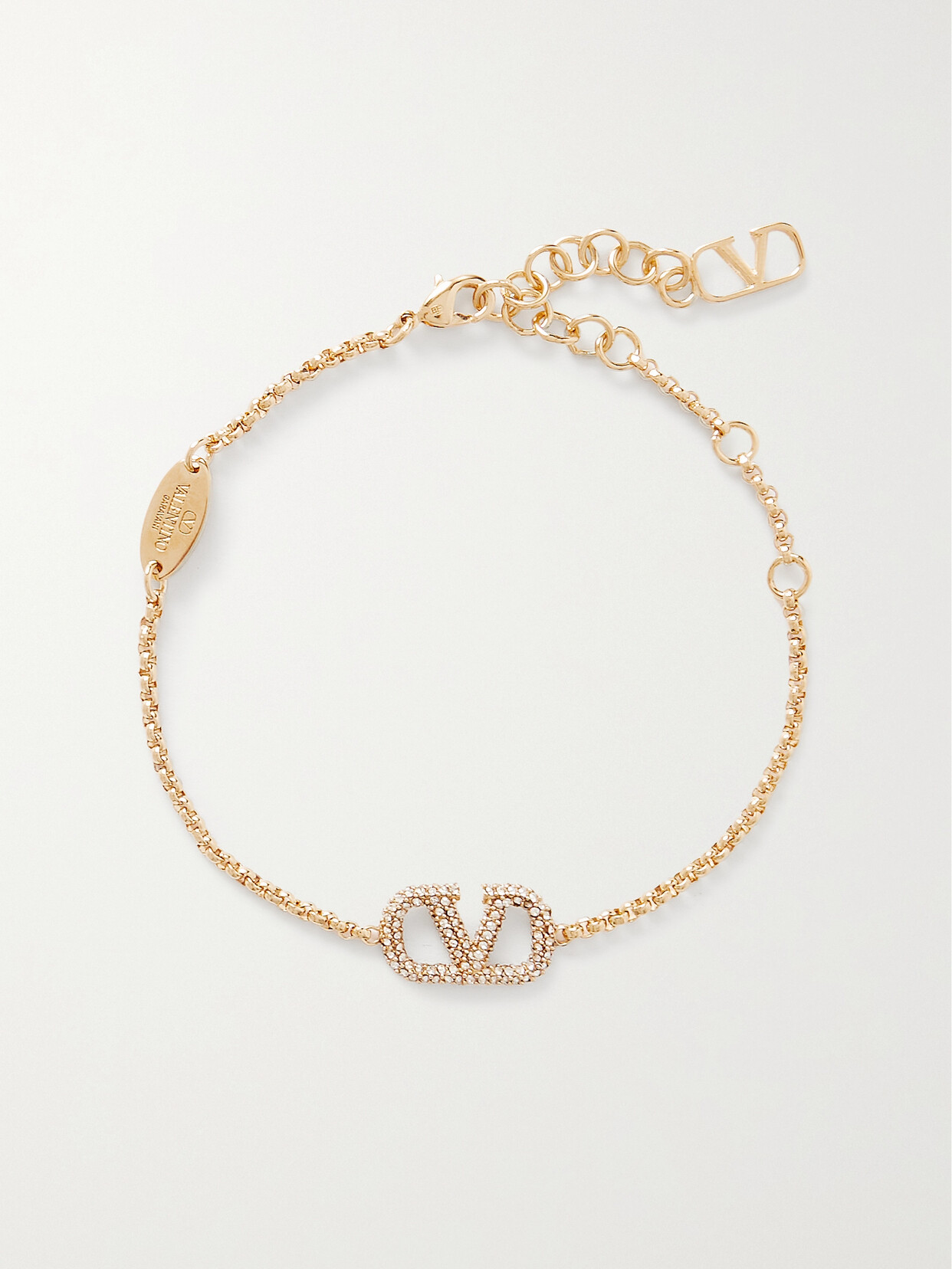 Valentino Garavani Vlogo Gold-tone Swarovski Crystal Bracelet