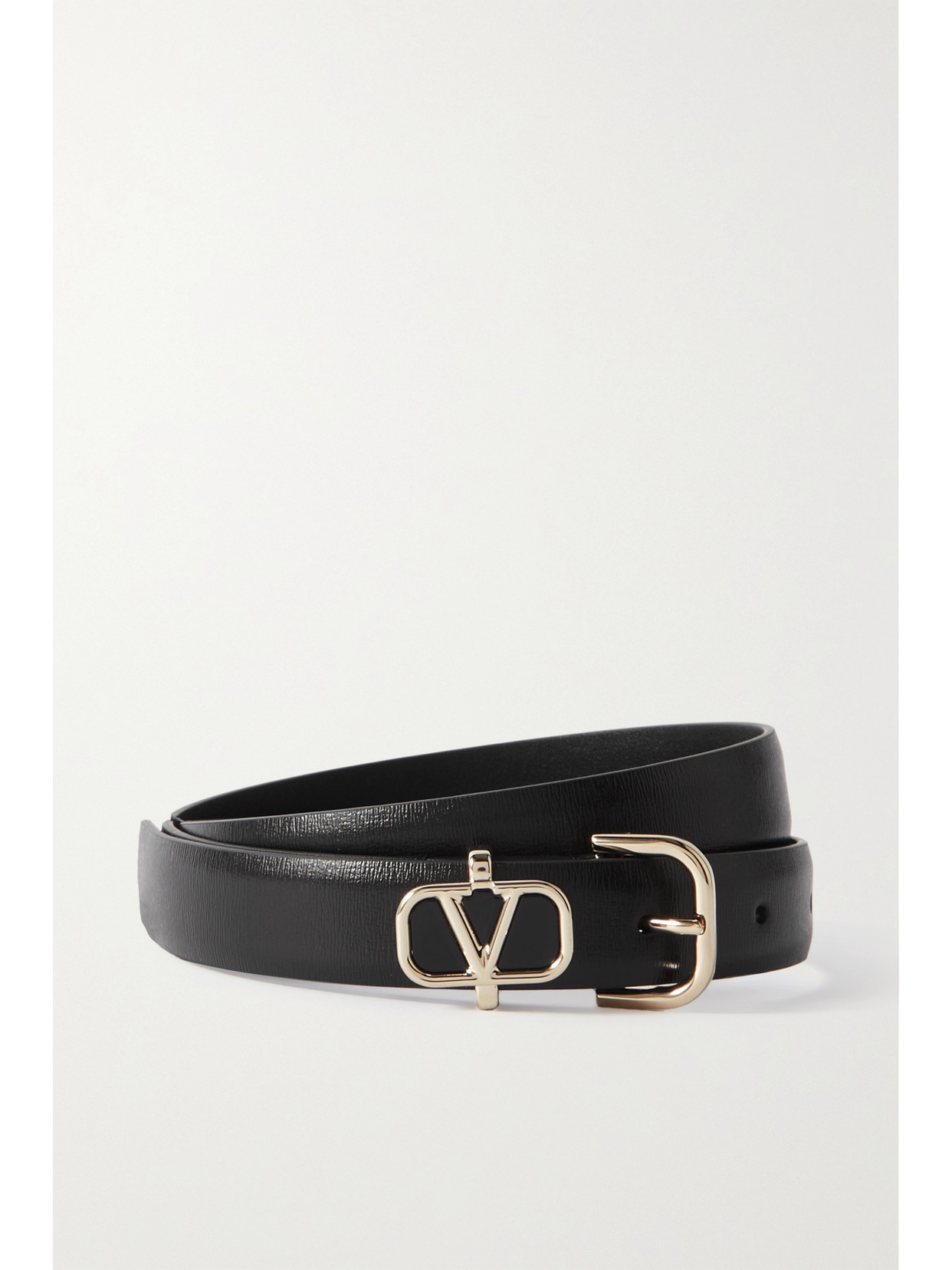 Valentino Garavani Vlogo Leather Waist Belt In Black