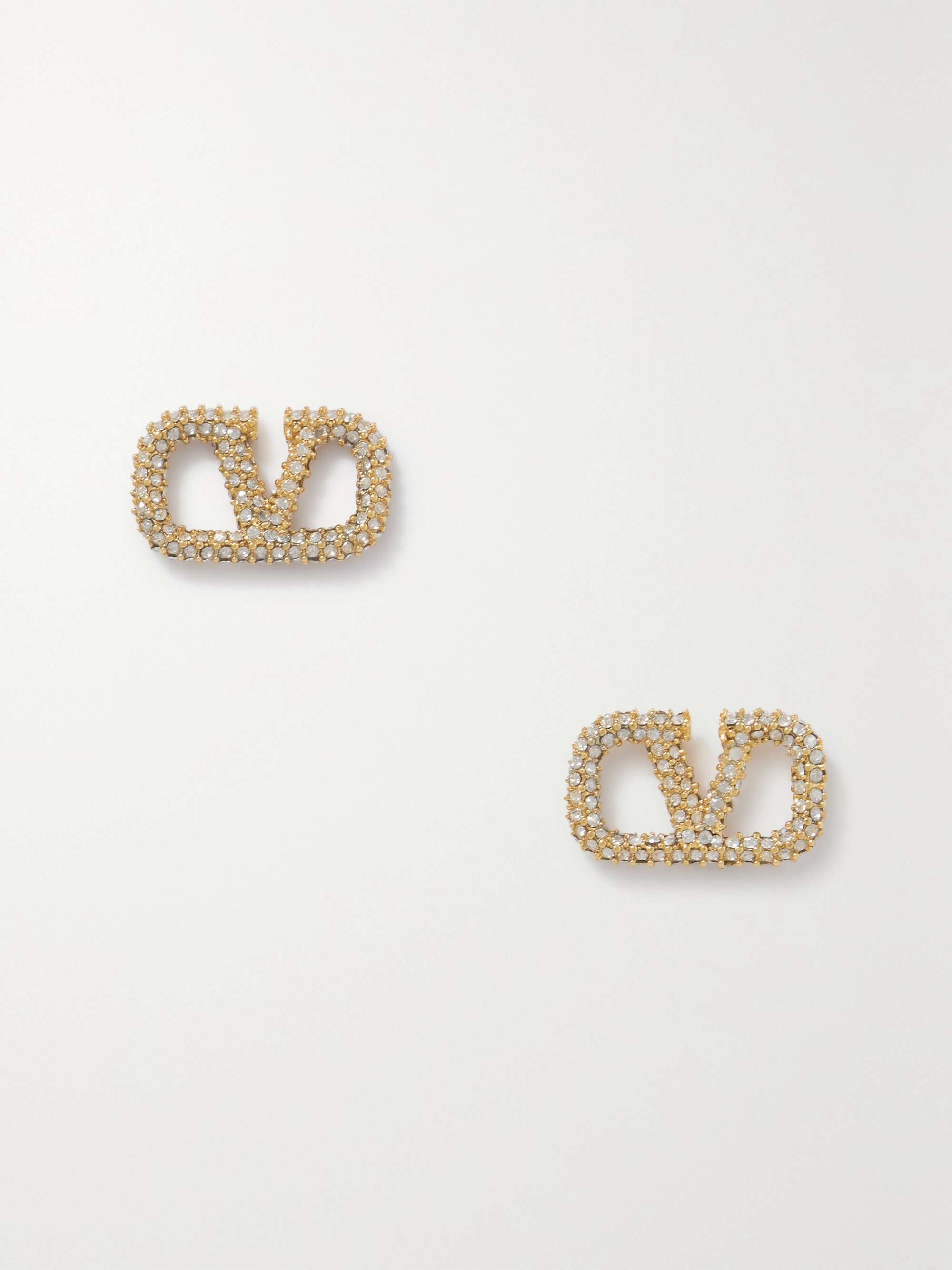 VALENTINO GARAVANI VLOGO gold tone crystal earrings NET A PORTER