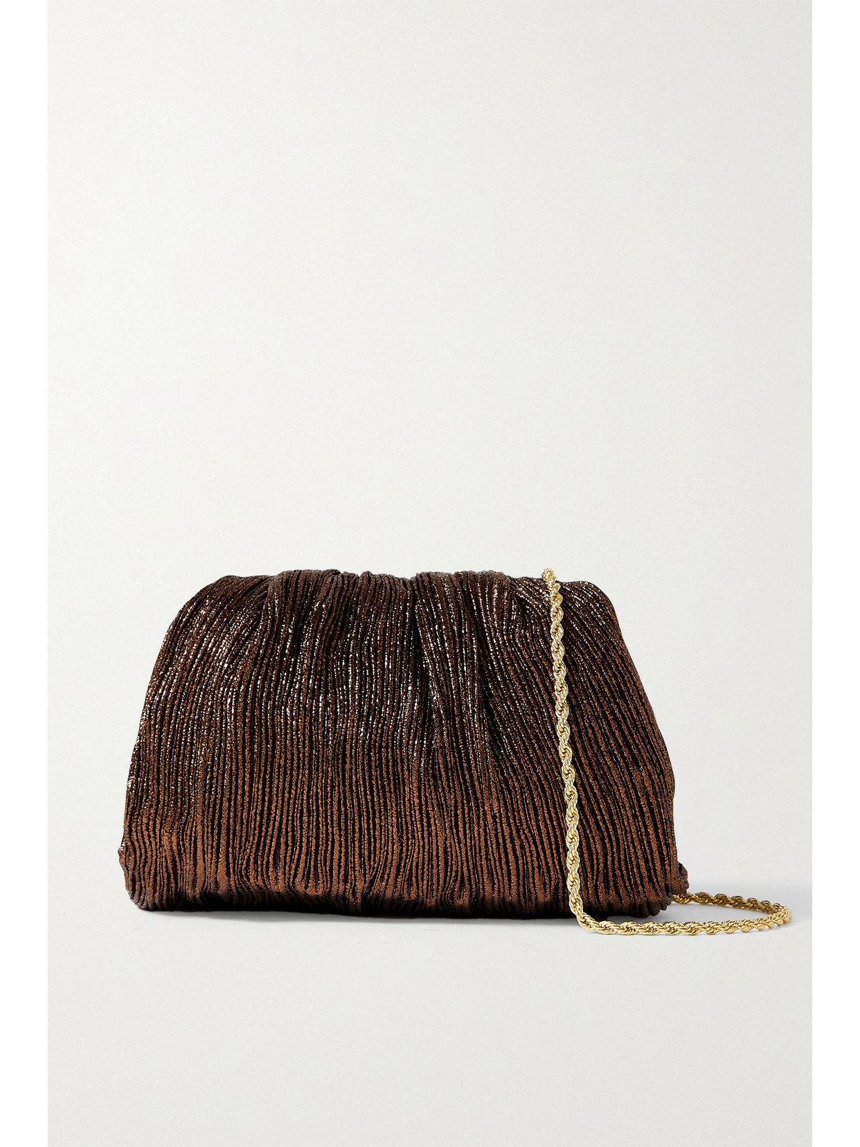 Loeffler Randall - Bailey Plissé-lamé Clutch - Brown