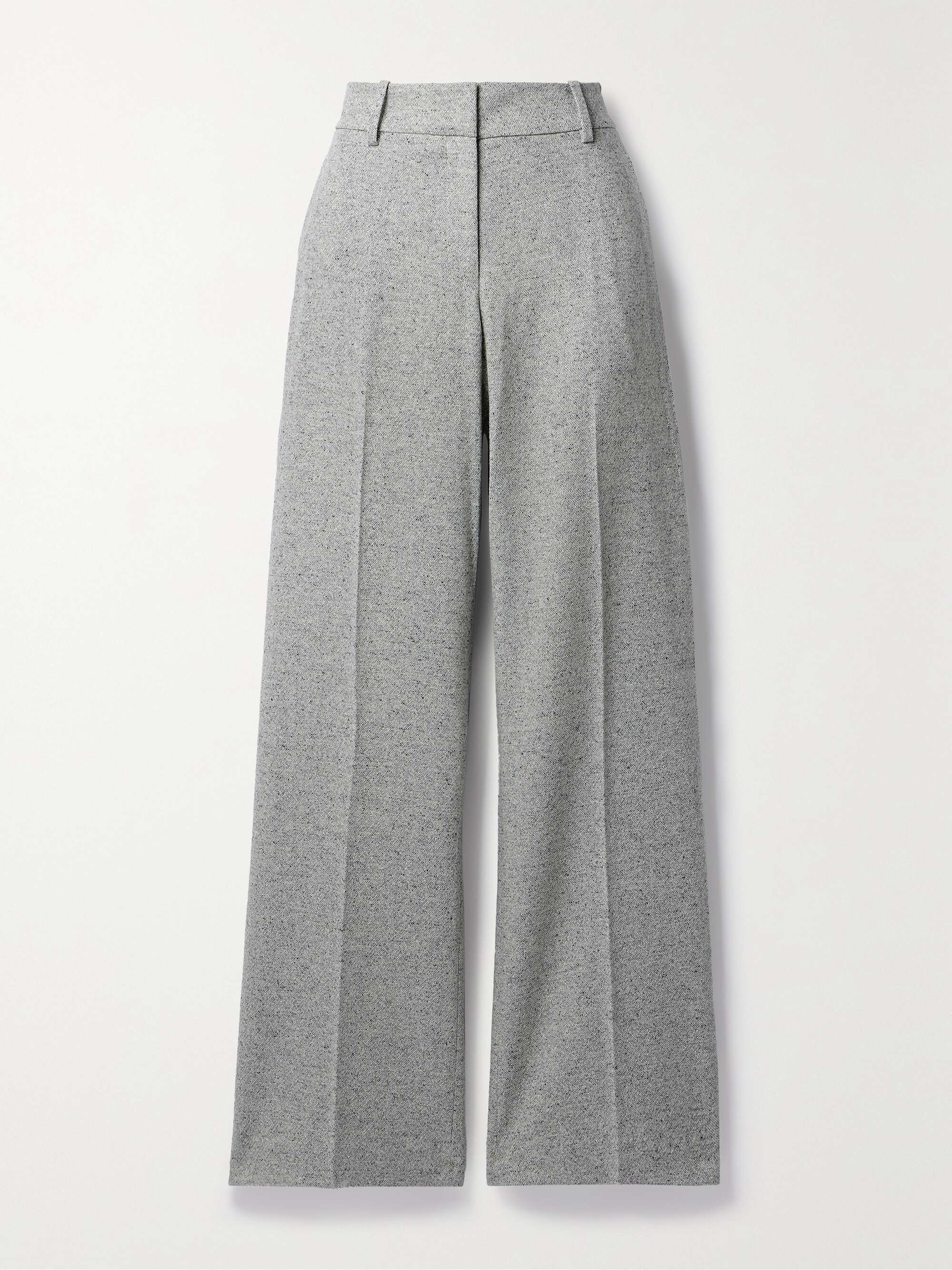 Grey Pressed-front melange tweed trousers, Bottega Veneta