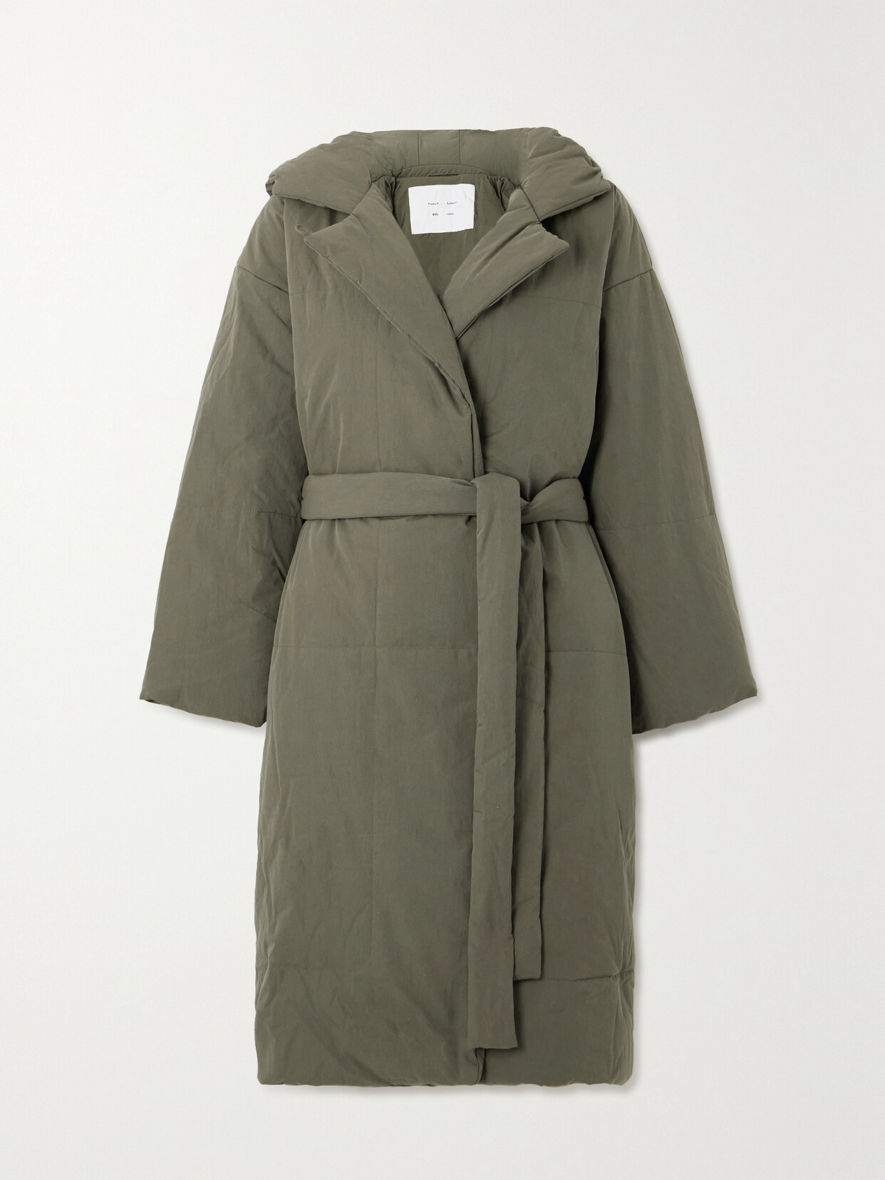 Proenza Schouler White Label - Hooded Belted Cotton-blend Shell Coat - Green