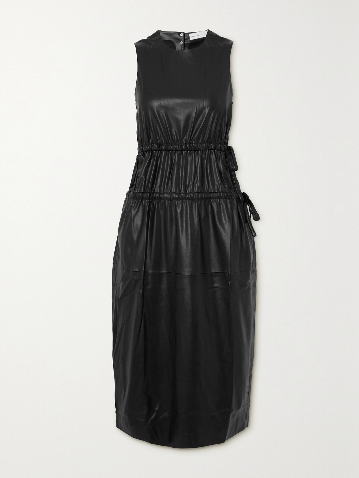 Proenza Schouler White Label Tiered Ruched Faux Leather Midi Dress - Black