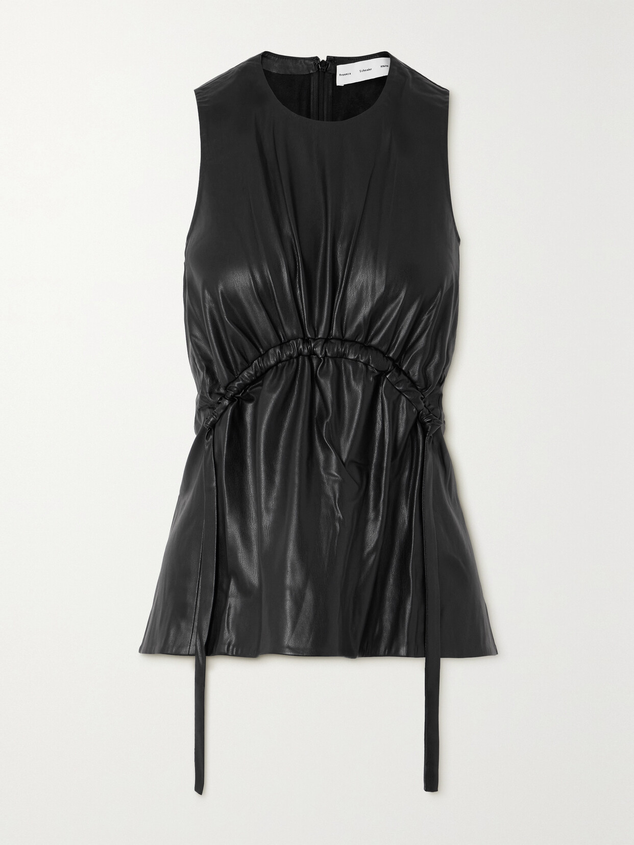 PROENZA SCHOULER WHITE LABEL GATHERED FAUX LEATHER TOP