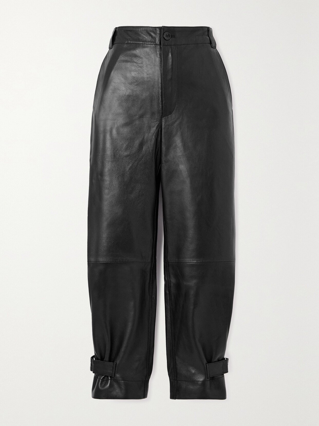 Proenza Schouler White Label - Leather Cropped Tapered Pants - Black