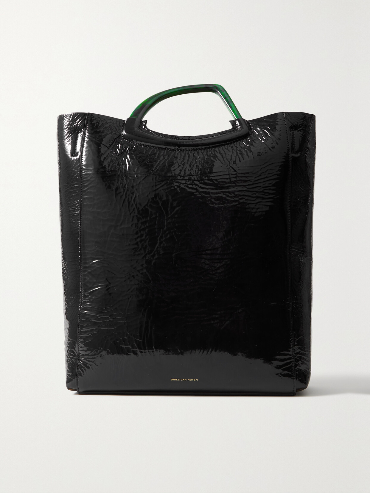 Dries Van Noten - Crinkled Patent-leather Tote - Black