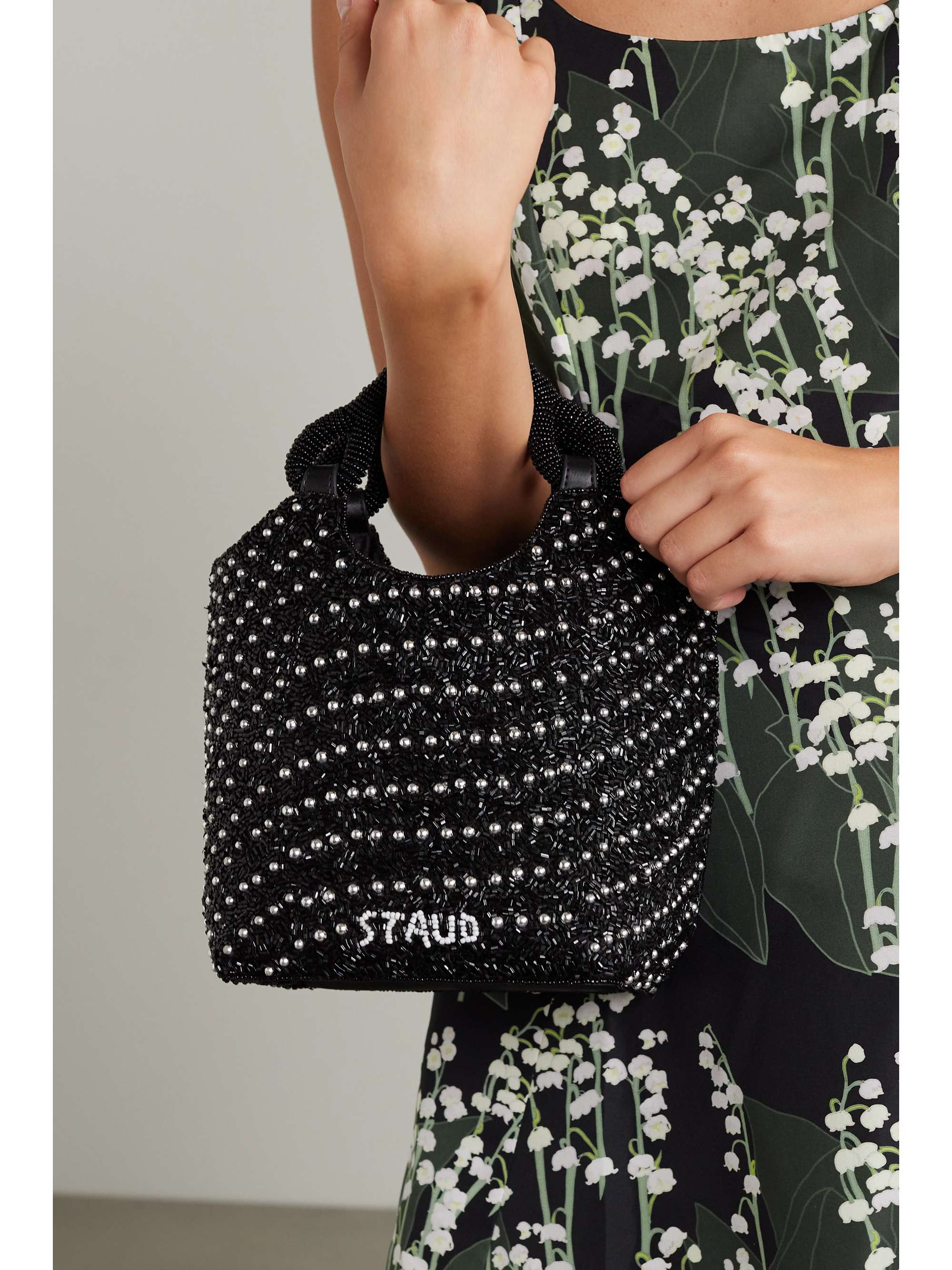 STAUD Côte beaded leather tote
