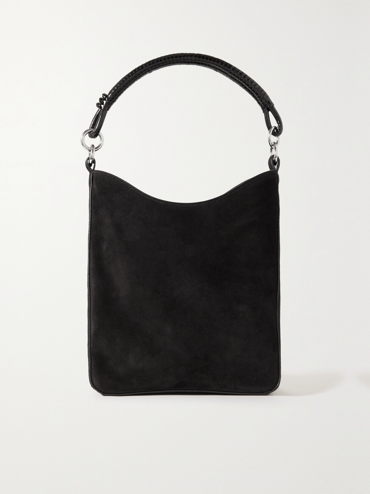 STAUD - Mel Glossed Leather-trimmed Suede Tote - Black