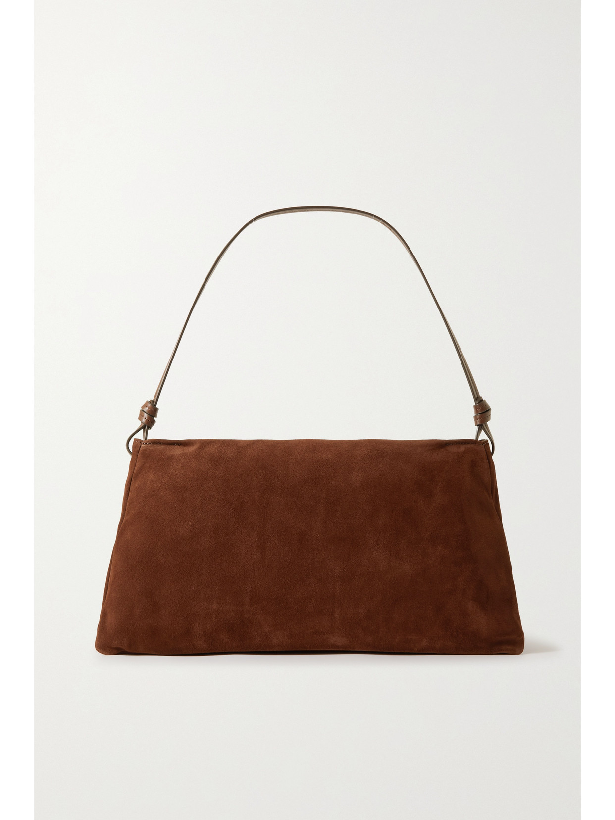 Staud Vivi Leather-trimmed Suede Shoulder Bag In Brown