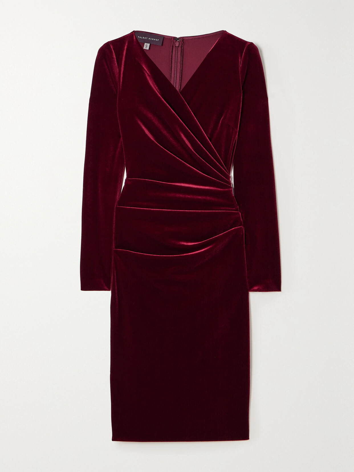 Talbot Runhof - Wrap-effect Velvet Dress - Red