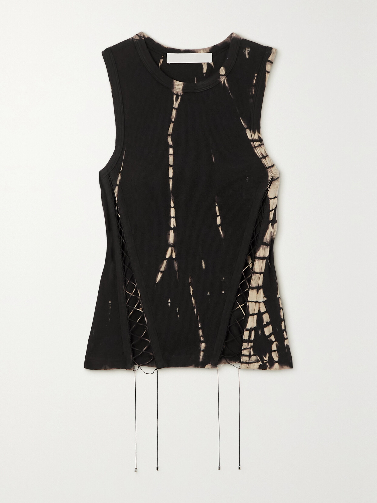 Dion Lee - Lace-up Tie-dyed Stretch-cotton Jersey Tank - Black