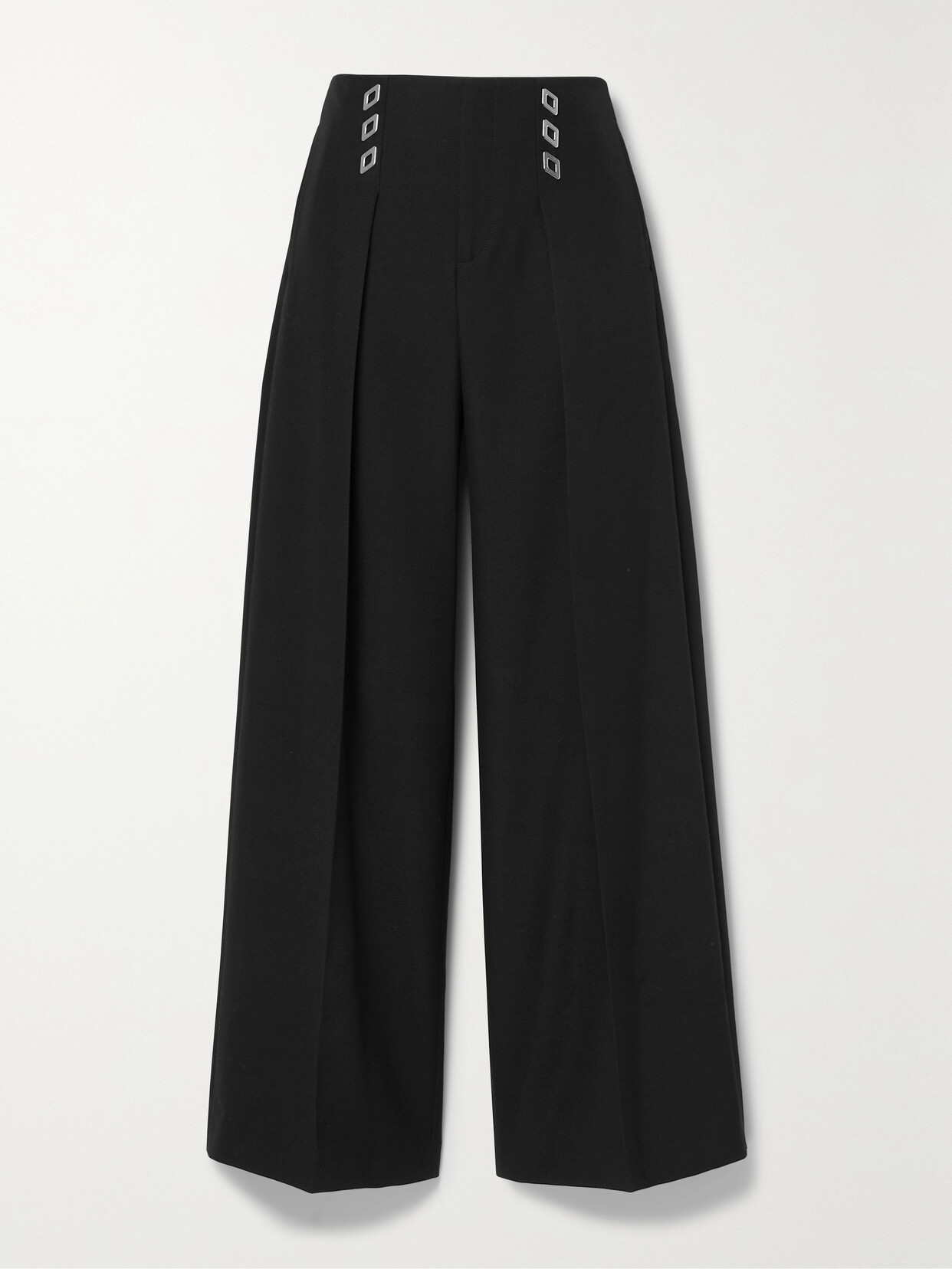 Dion Lee - Embellished Pleated Woven Wide-leg Pants - Black