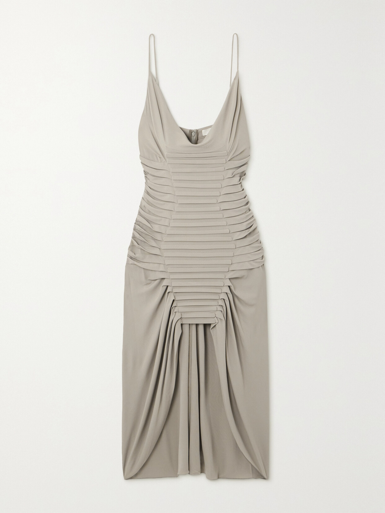 Dion Lee - Ventral Asymmetric Pintucked Draped Jersey Dress - Neutrals