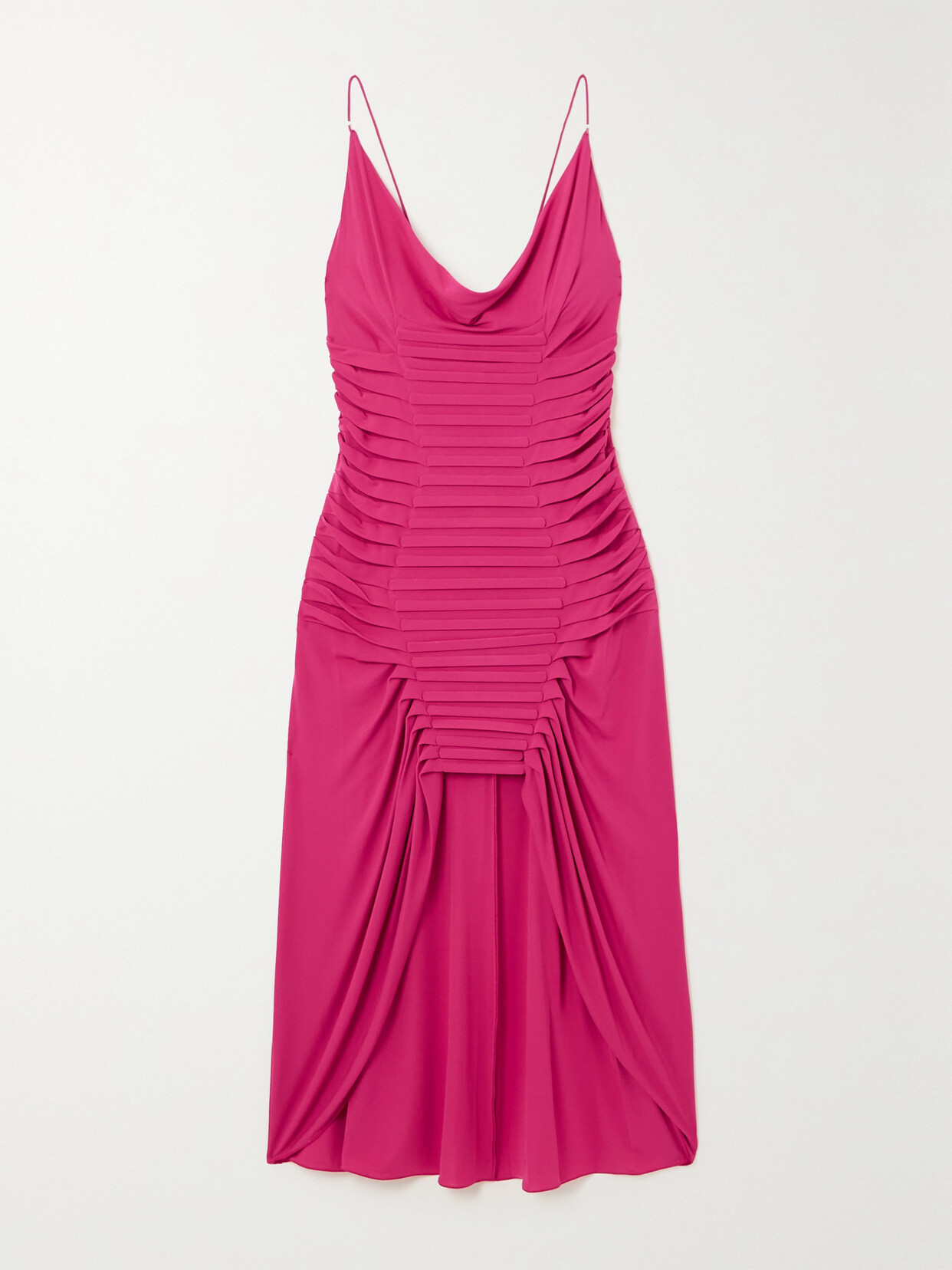 Dion Lee Ventral Asymmetric Pintucked Draped Jersey Dress
