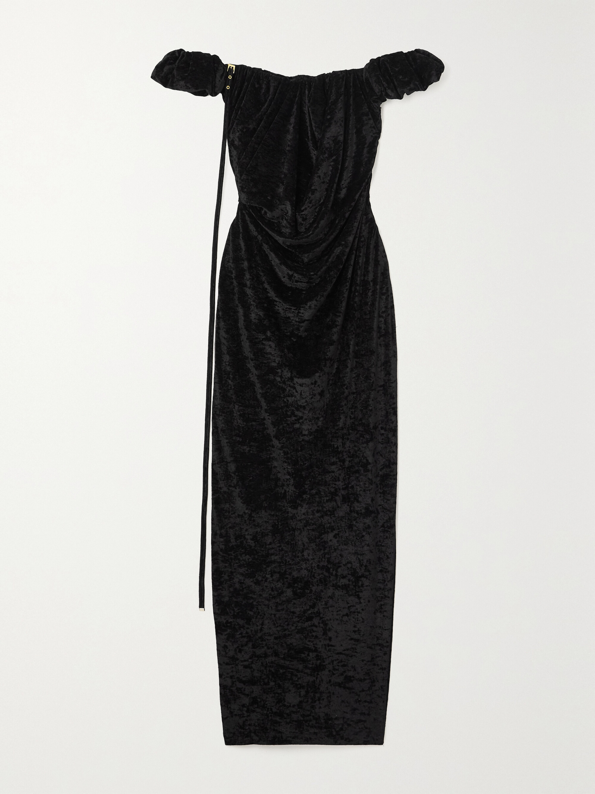 Jacquemus Off-the-shoulder embellished stretch-velour gown thumbnail