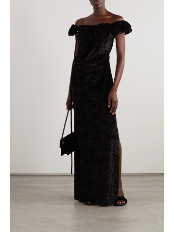 Jacquemus Off-the-shoulder embellished stretch-velour gown