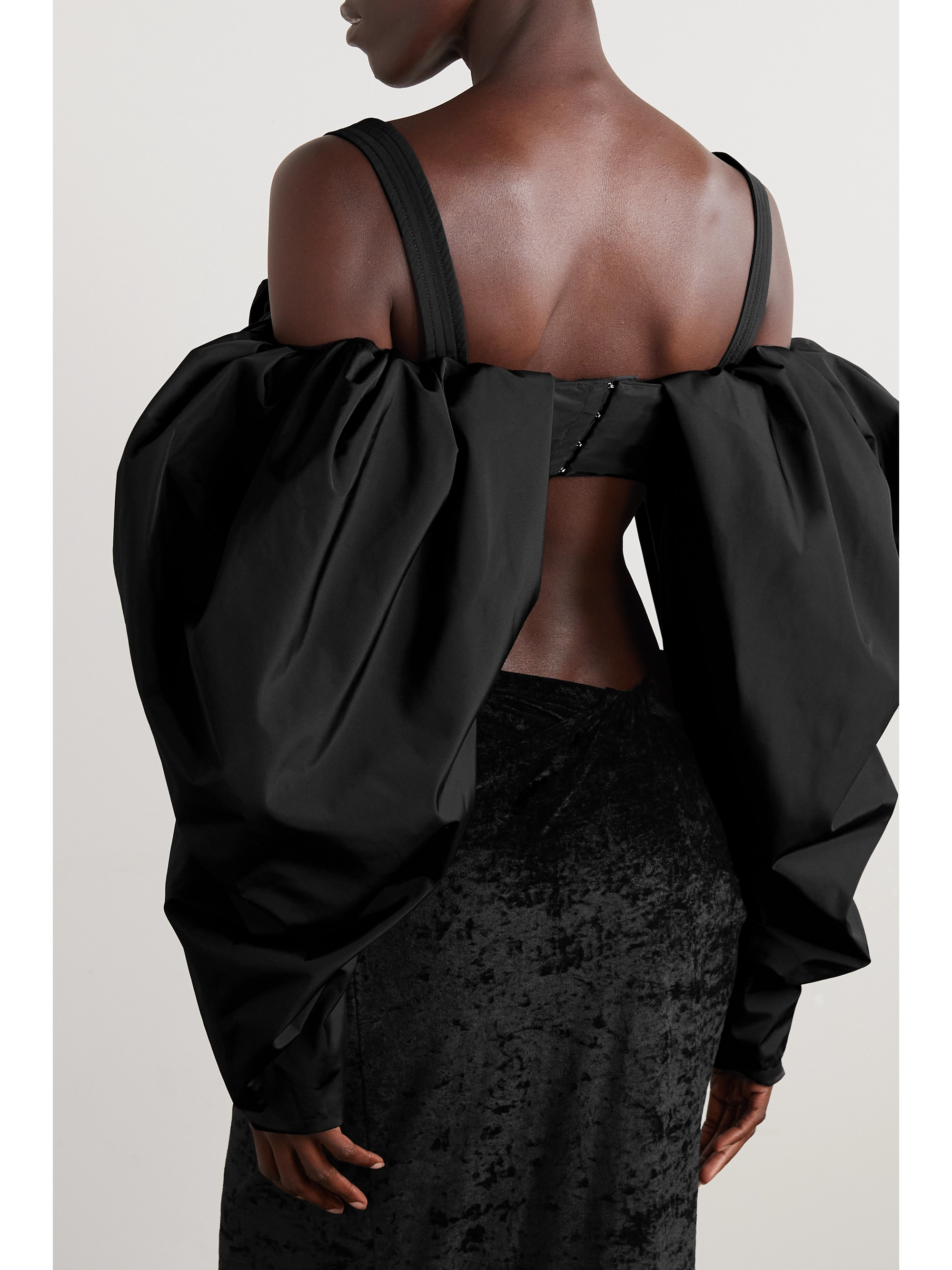 Jacquemus - Cold-shoulder stretch-taffeta bustier top | Plush