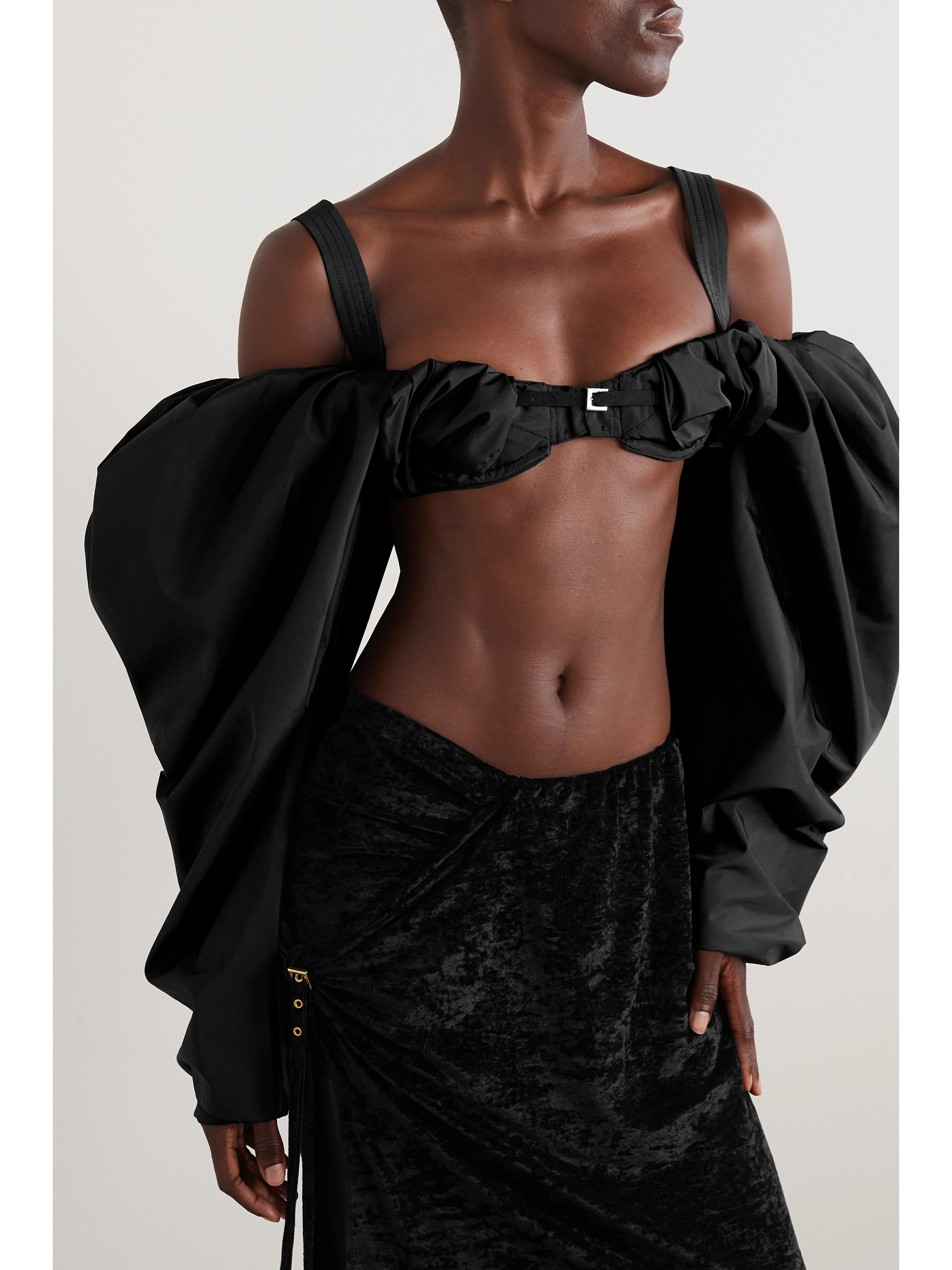 Jacquemus - Cold-shoulder stretch-taffeta bustier top | Plush