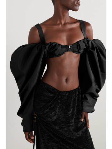 Jacquemus Cold-shoulder stretch-taffeta bustier top