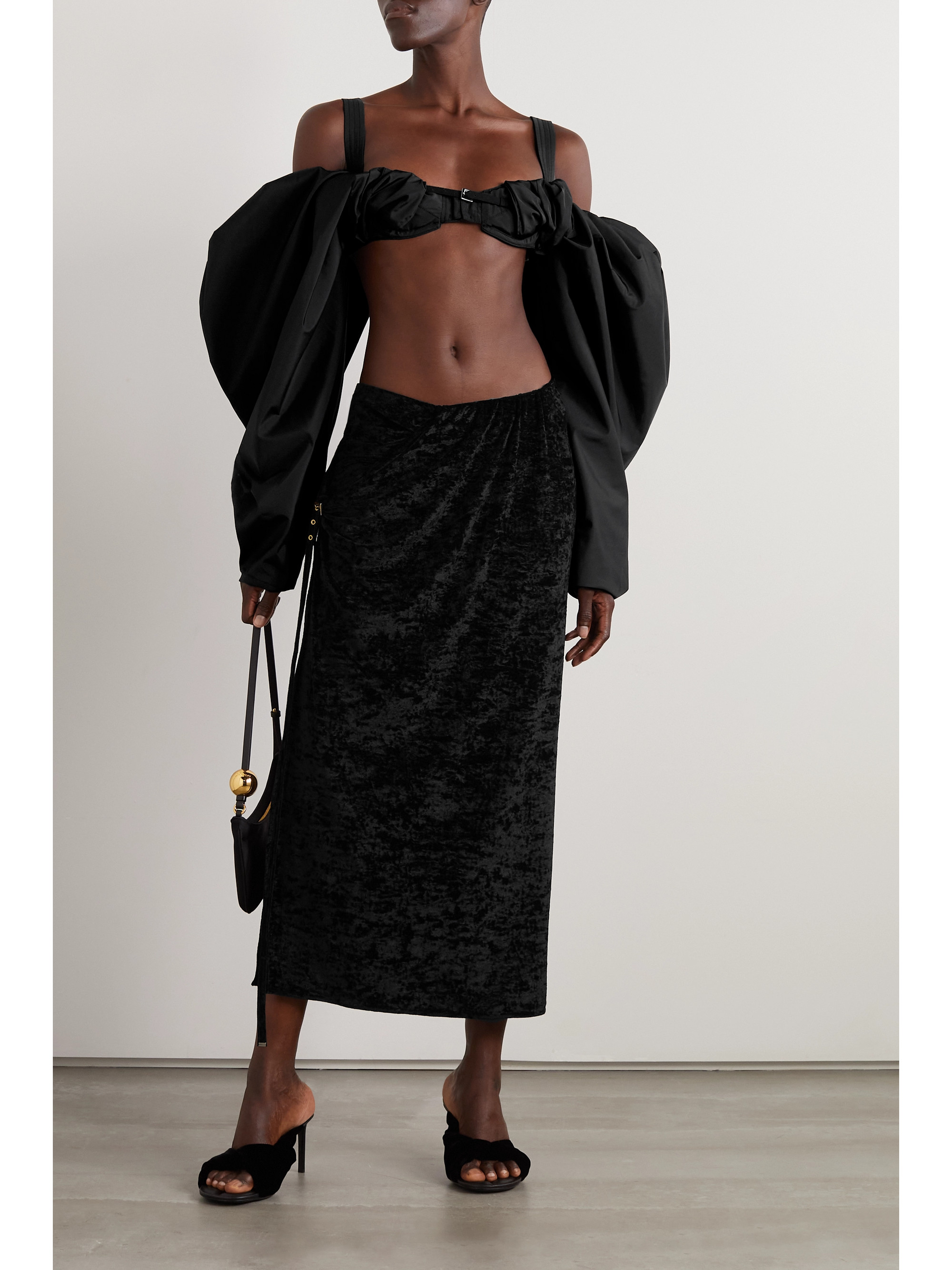 Jacquemus - Cold-shoulder stretch-taffeta bustier top | Plush