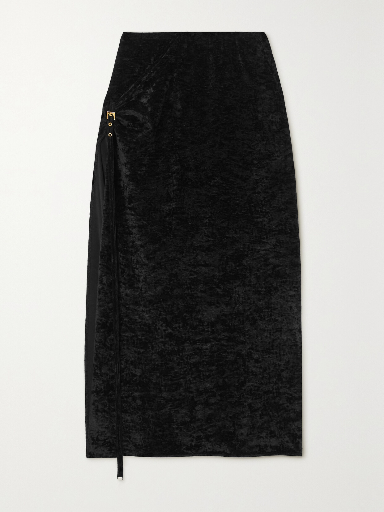 Jacquemus - Embellished Stretch-velour Midi Skirt - Black