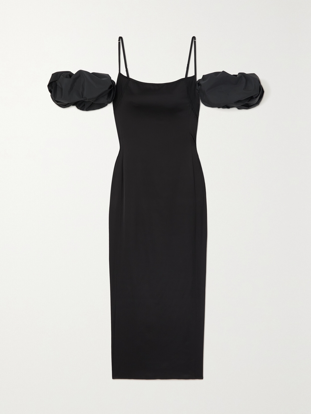 Jacquemus Chouchou Convertible Duchesse-satin Midi Dress - Black