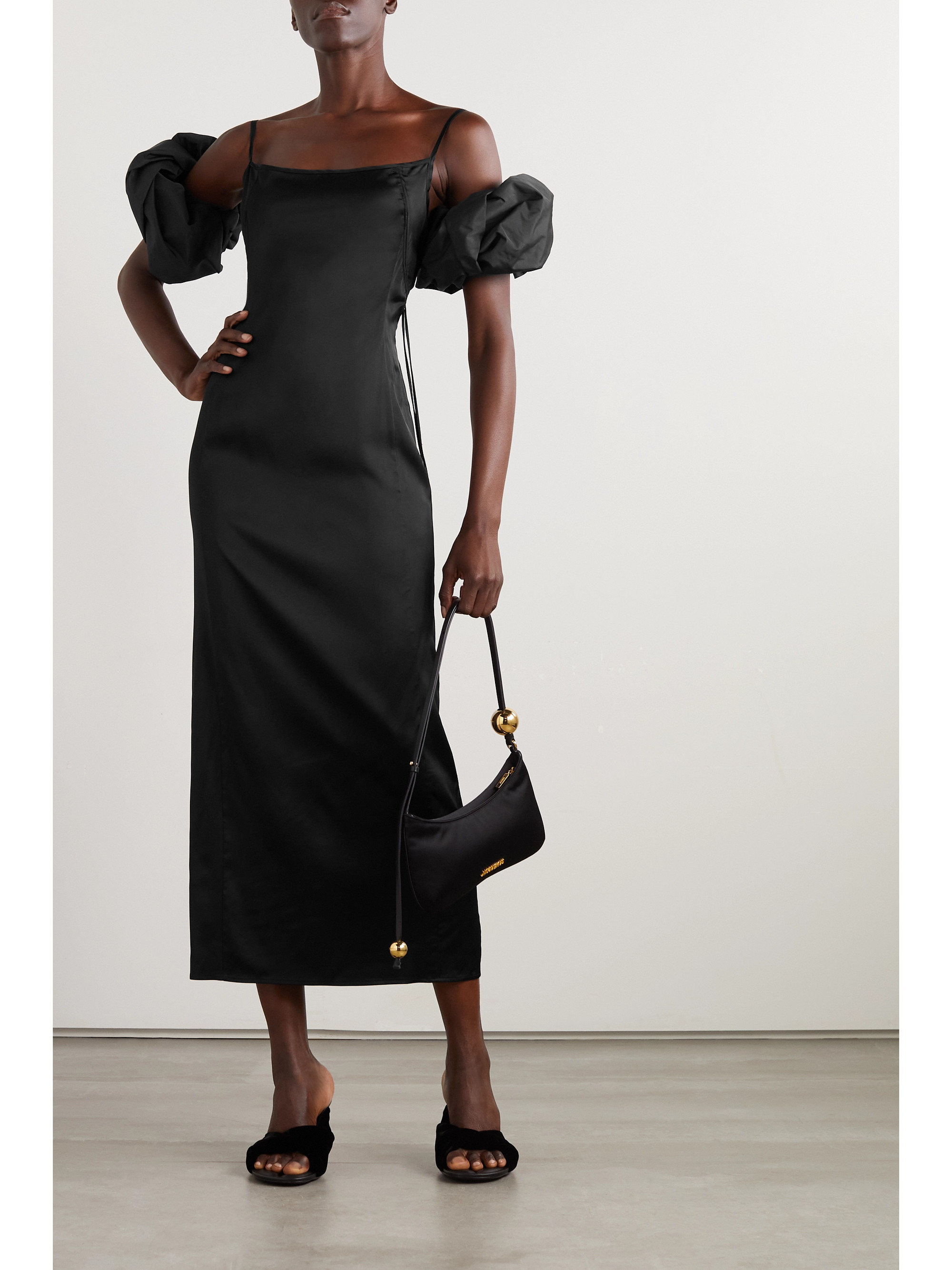 Jacquemus Chouchou convertible duchesse-satin midi dress