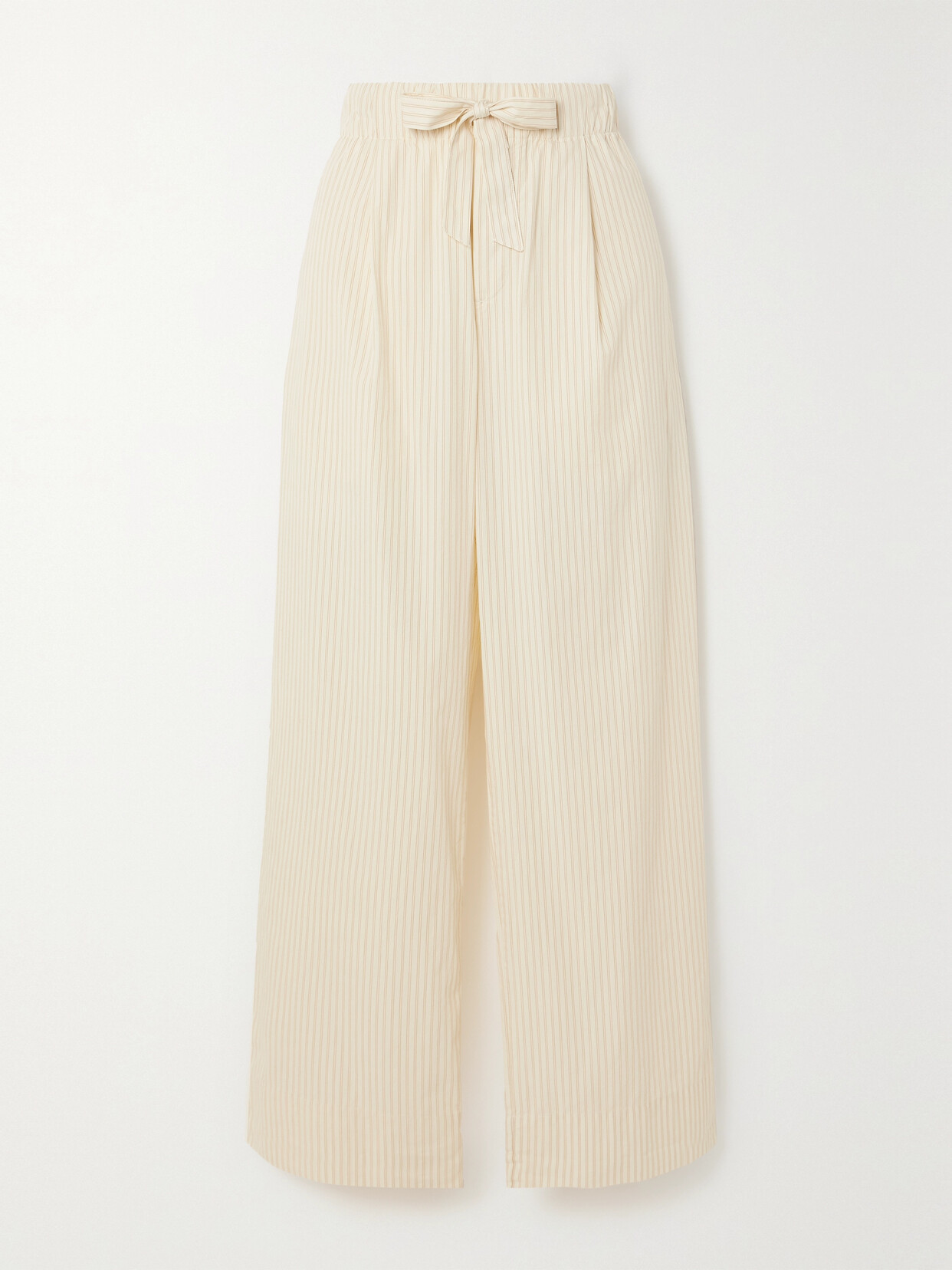 Birkenstock + Tekla Striped Organic Cotton-poplin Straight-leg Pants In White