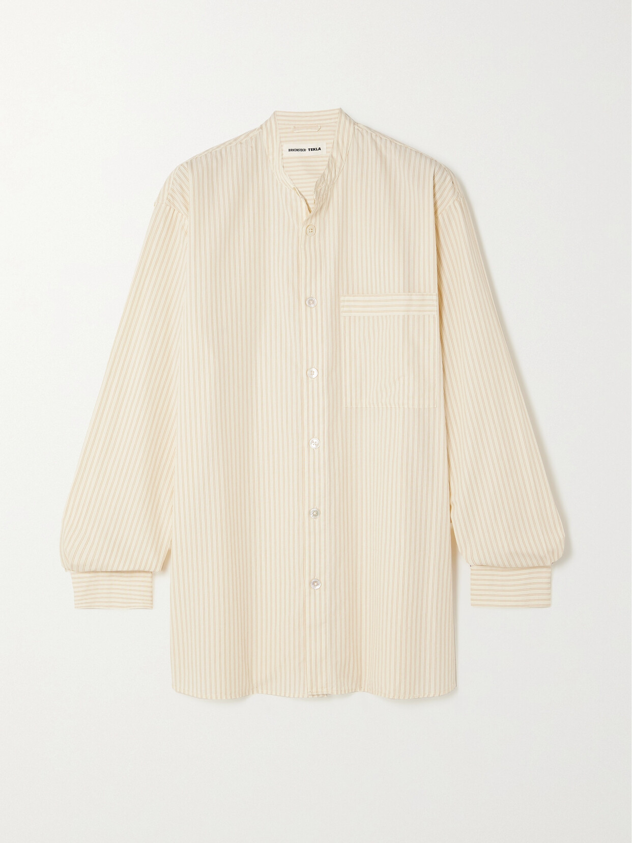 Birkenstock Organic Poplin Pyjama Shirt In Wheat Stripes (white)