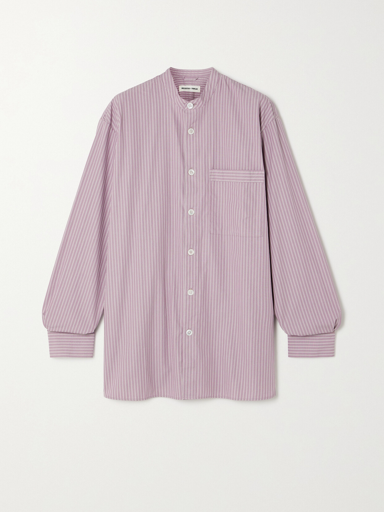 Shop Birkenstock + Tekla Pinstriped Organic Cotton-voile Shirt In Purple