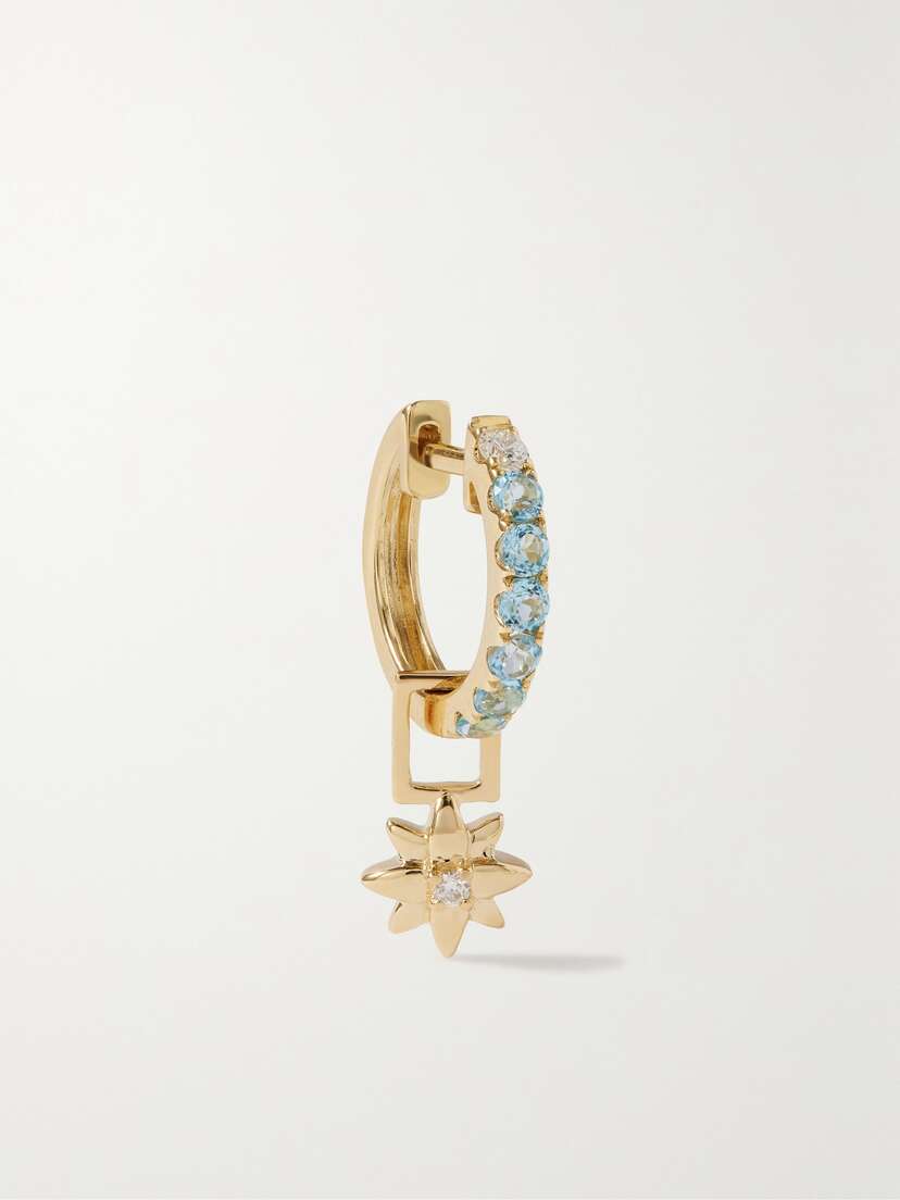 Robinson Pelham Orb Lotus Flower Earwish 14-karat Gold, Diamond And Topaz Single Earring