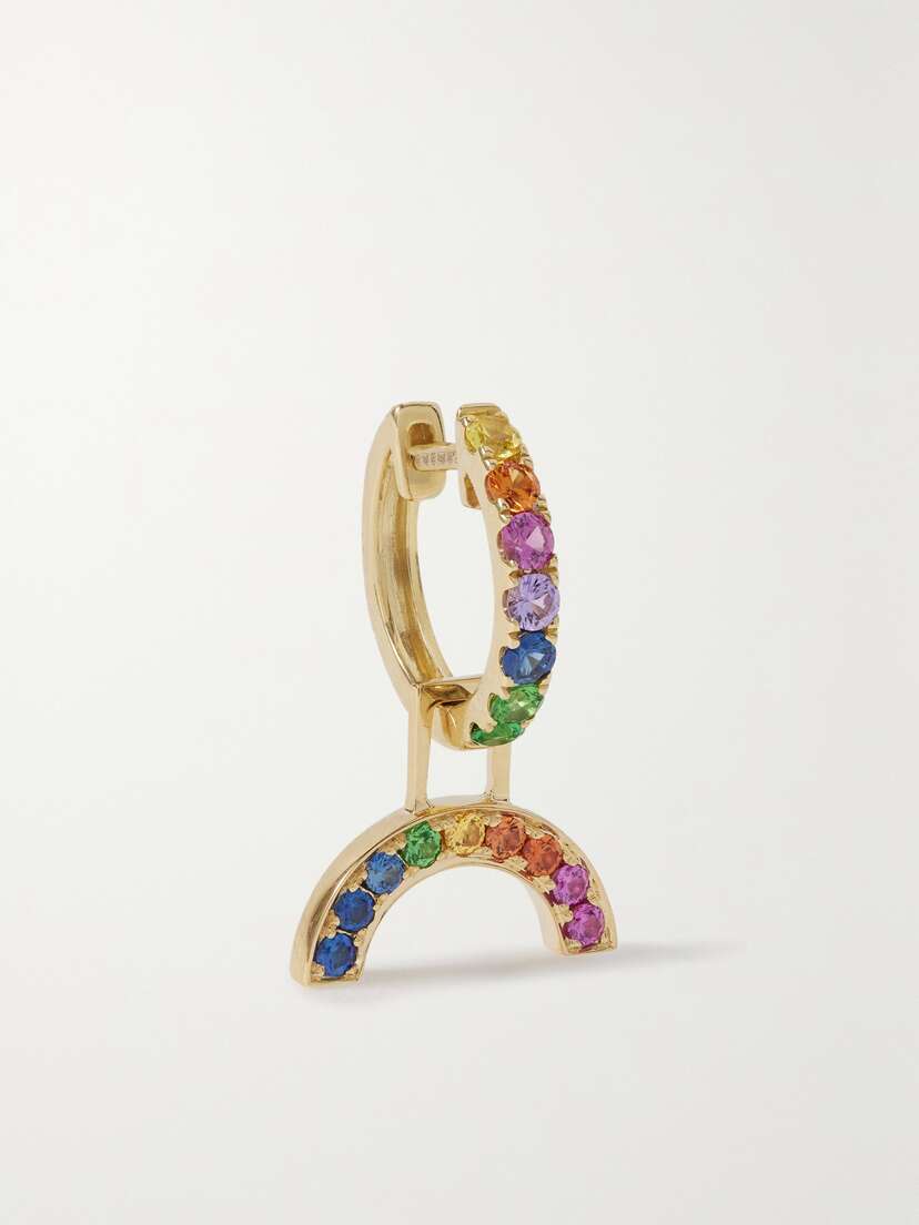 Robinson Pelham Orb Rainbow Earwish 14-karat Gold Sapphire Single Earring