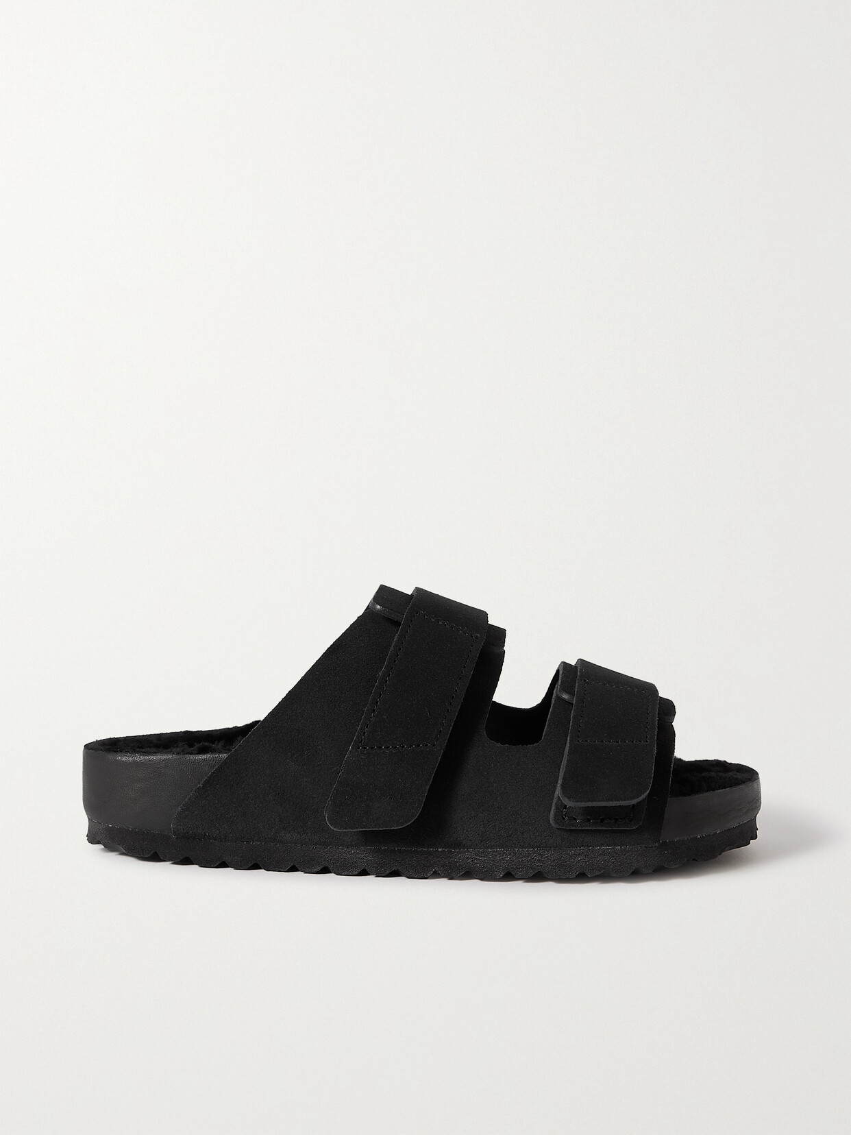 Shop Birkenstock + Tekla Uji Shearling-lined Suede Sandals In Black