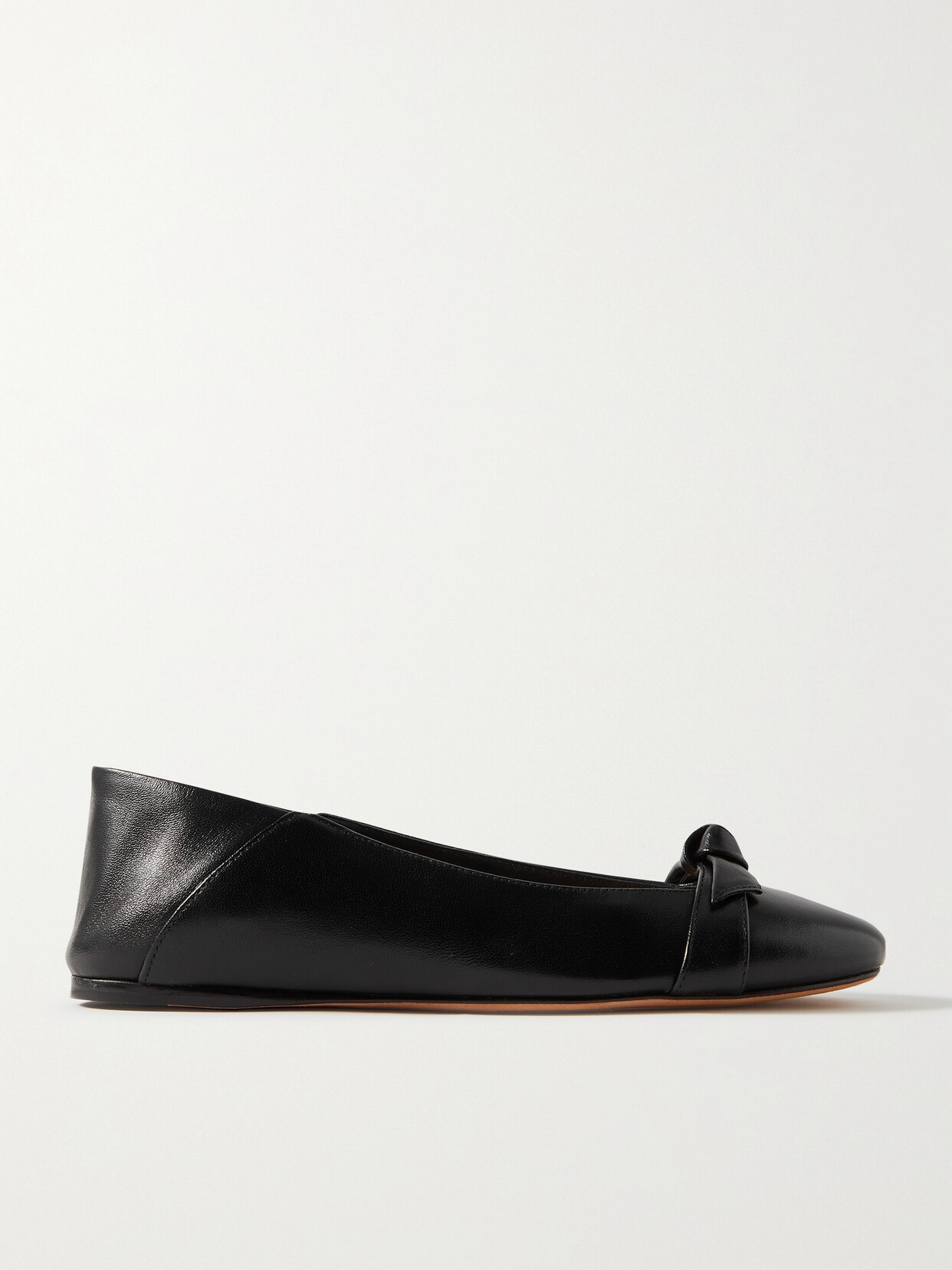 Shop Alexandre Birman Clarita Bow-detailed Leather Collapsible-heel Ballet Flats In Black