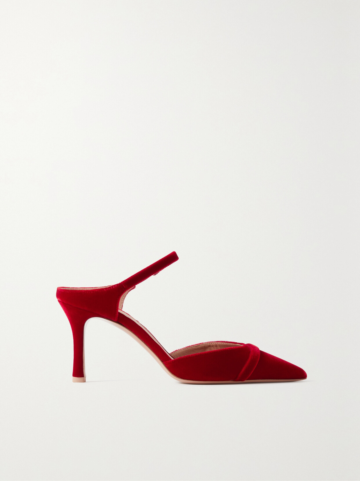 Malone Souliers Uma 80 Velvet Mules In Red