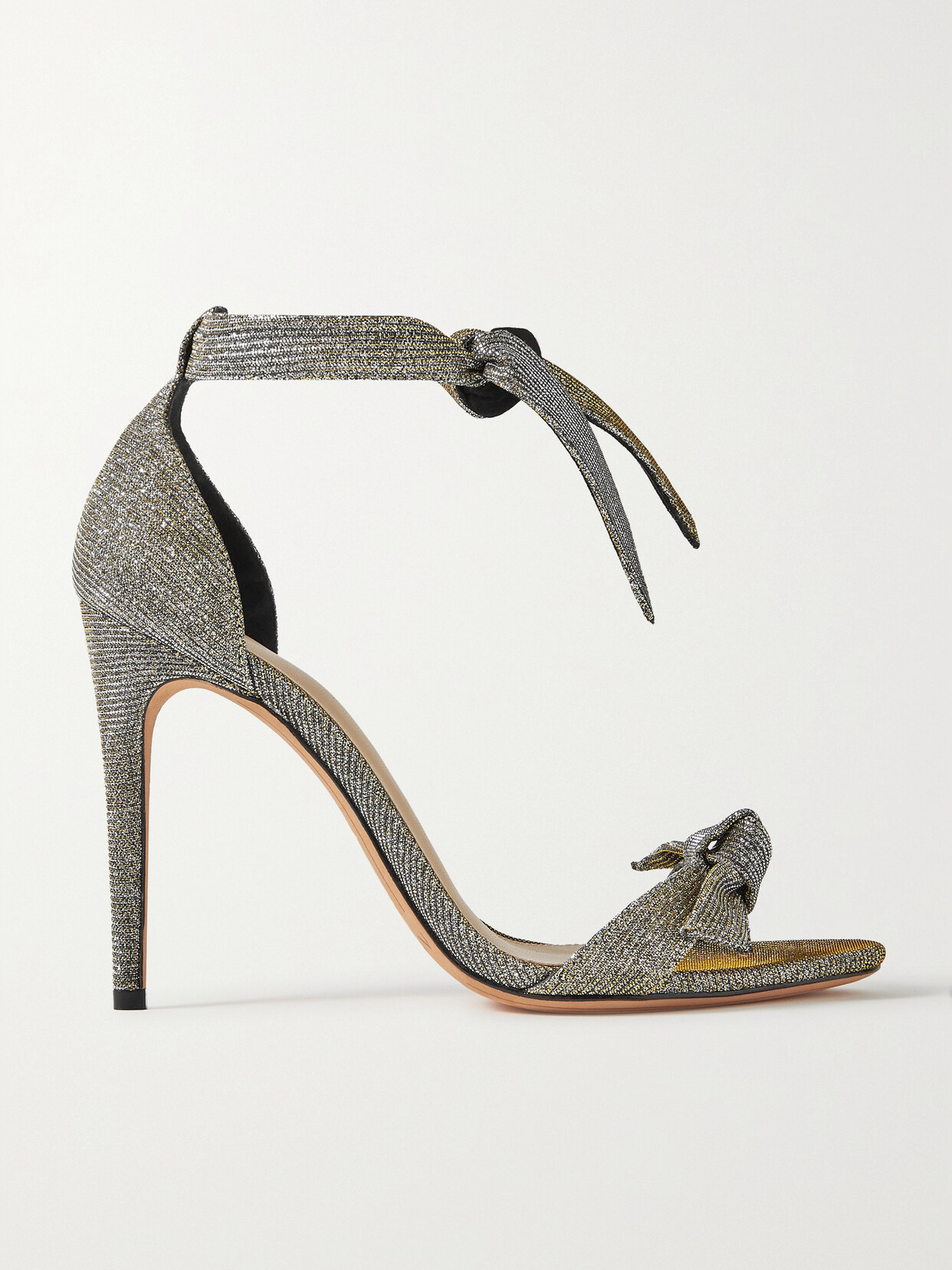 Alexandre Birman Clarita Bow-embellished Lurex Sandals In Gray