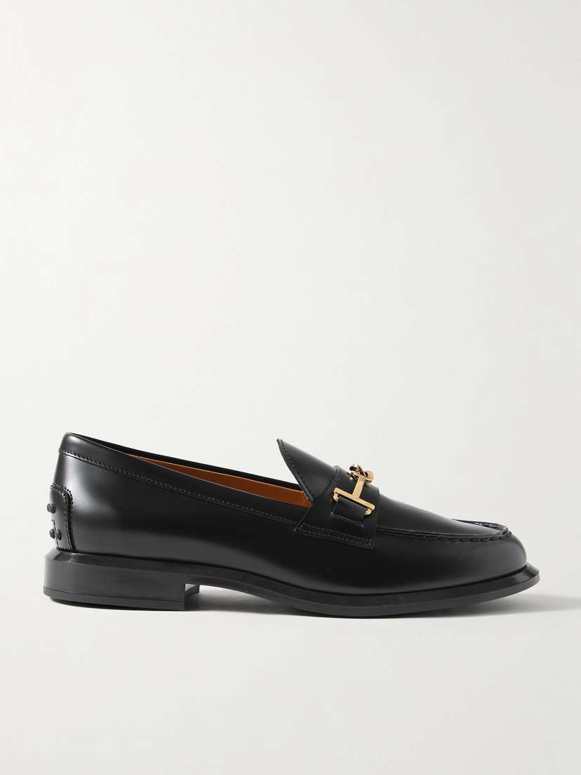 Tod's Gomma Embellished Glossed-leather Loafers