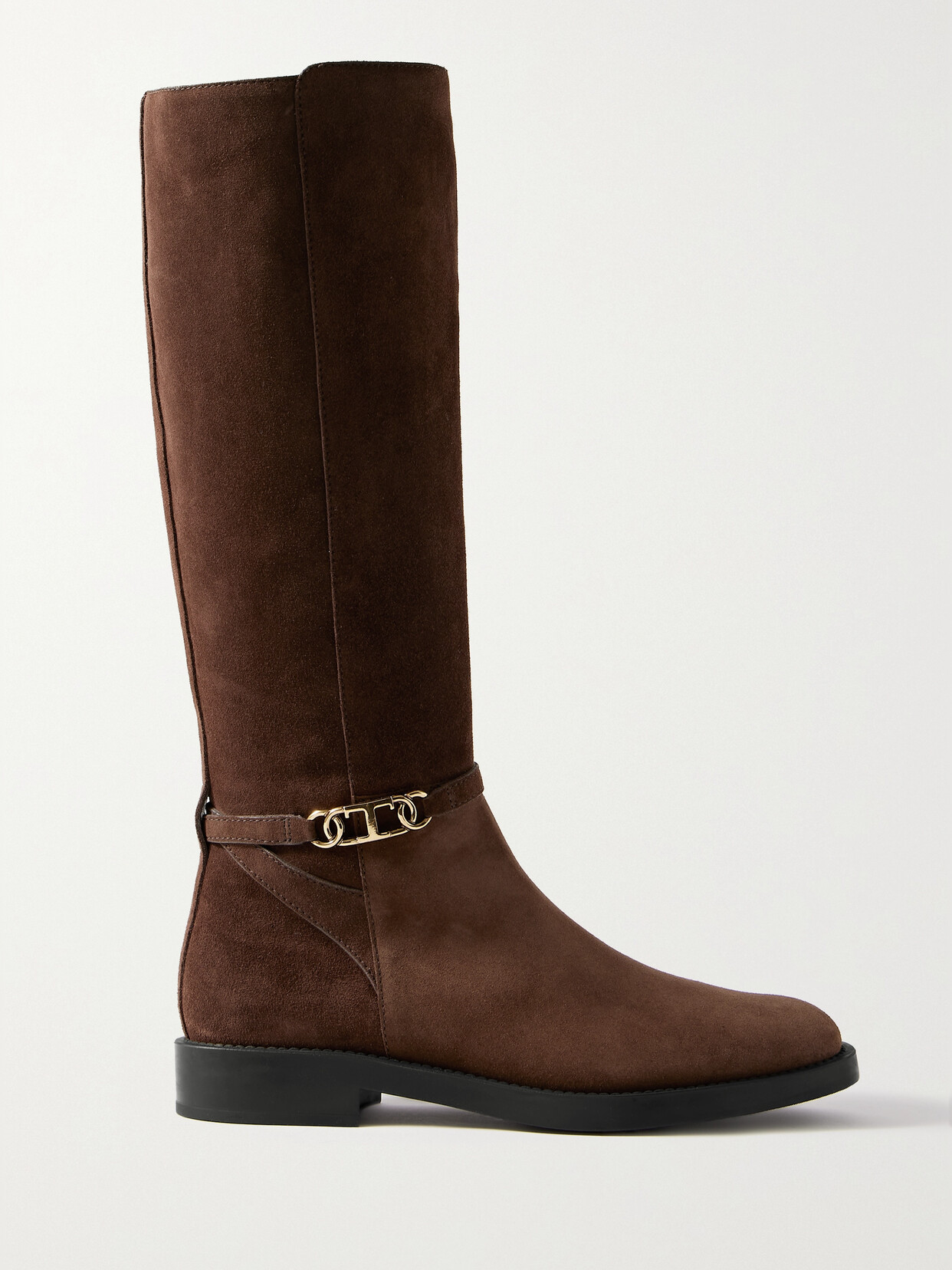 Shop Tod's Gomma Suede Knee Boots In Brown