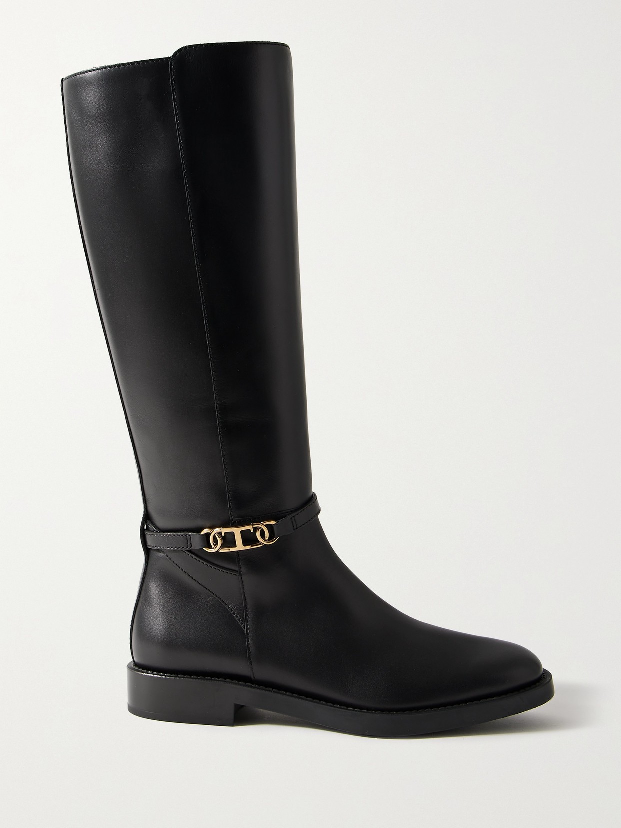 Tod's Logo-plaque Leather Boots In Black