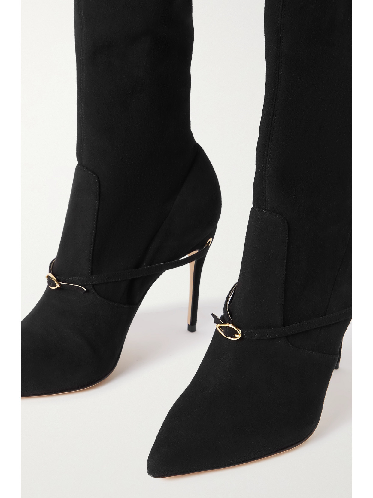 Shop Jennifer Chamandi Alessandro 105 Suede Over-the-knee Boots In Black