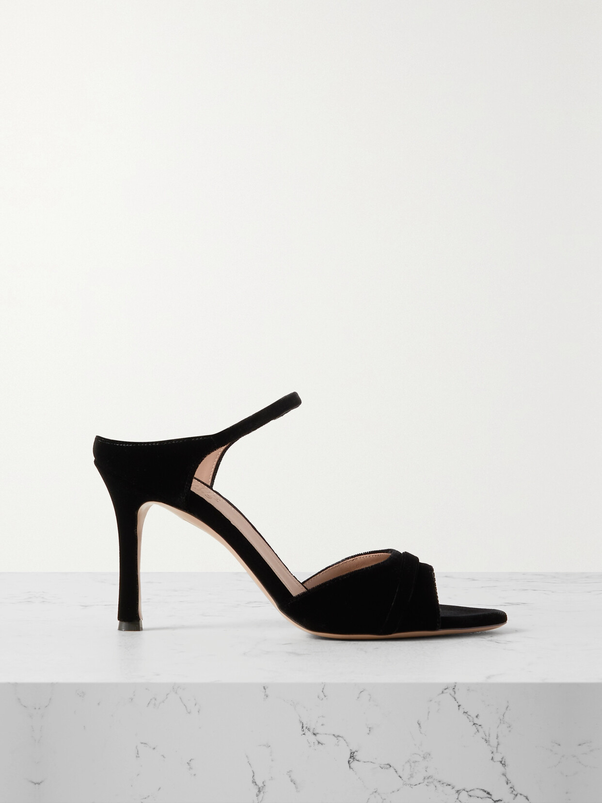 Malone Souliers Una 90 Velvet Sandals - Black